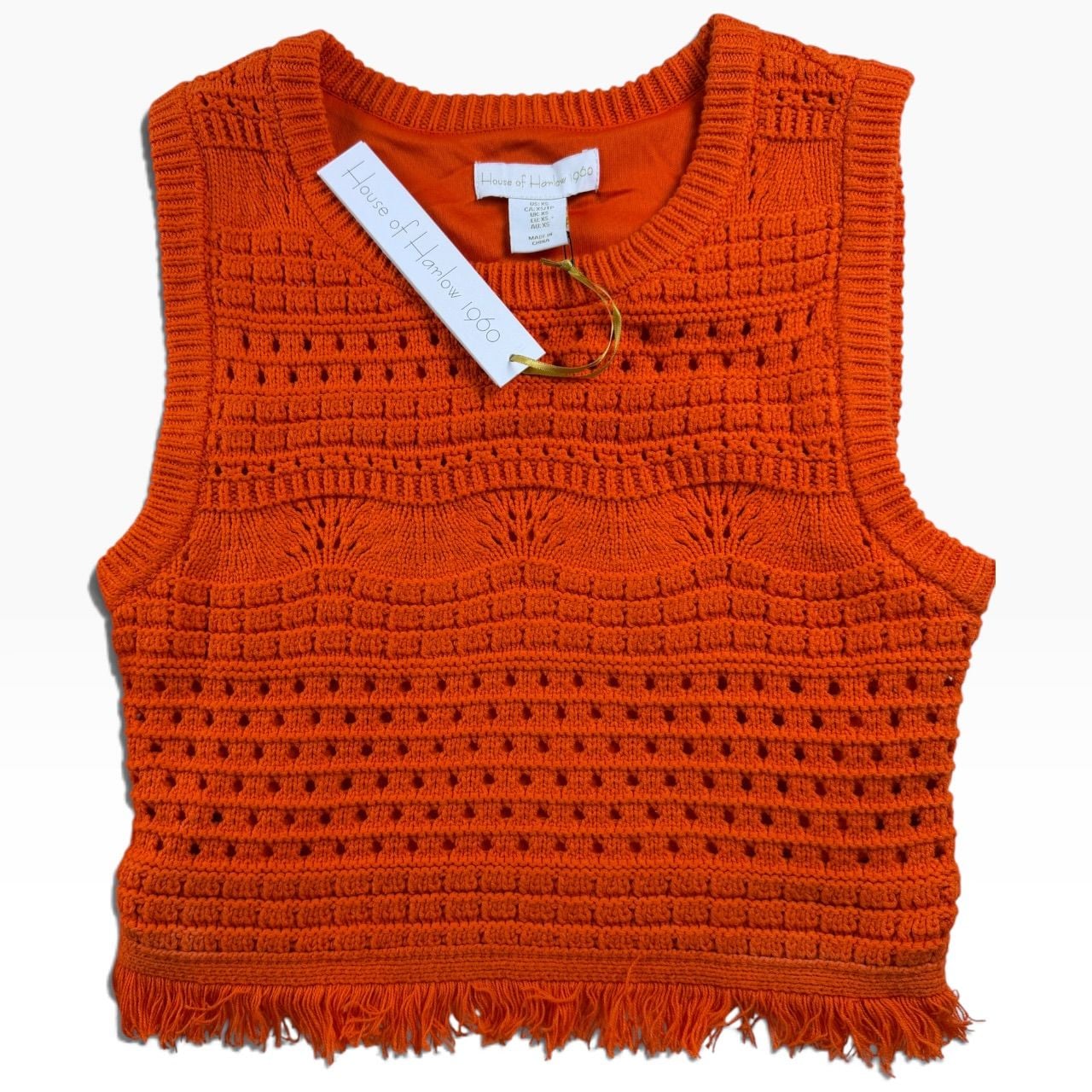 House of Harlow Boho Fringe Crochet Knit 2 Piece Set XS NWT 2