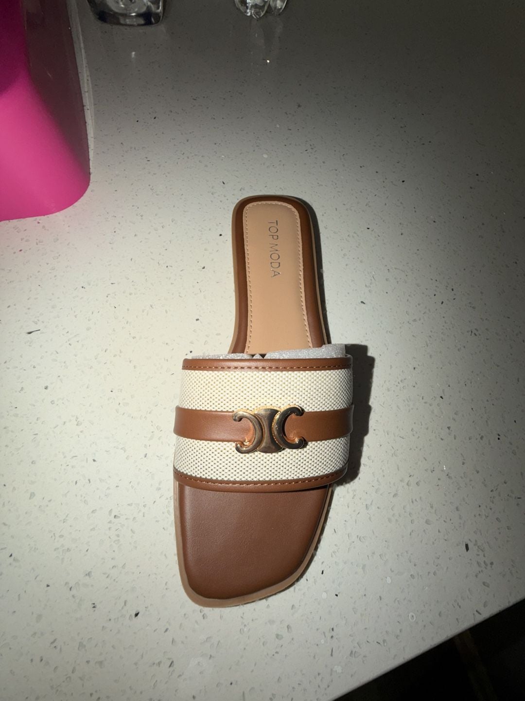 Buy R&B Contrast Trim Flat Sandals In brown 2
