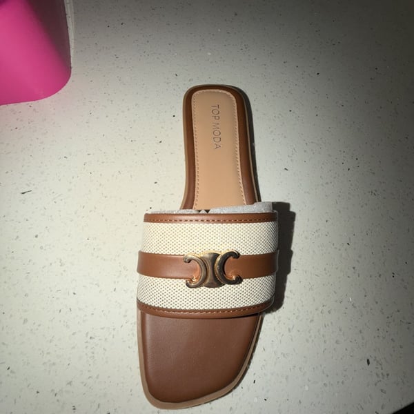 Buy R&B Contrast Trim Flat Sandals In brown