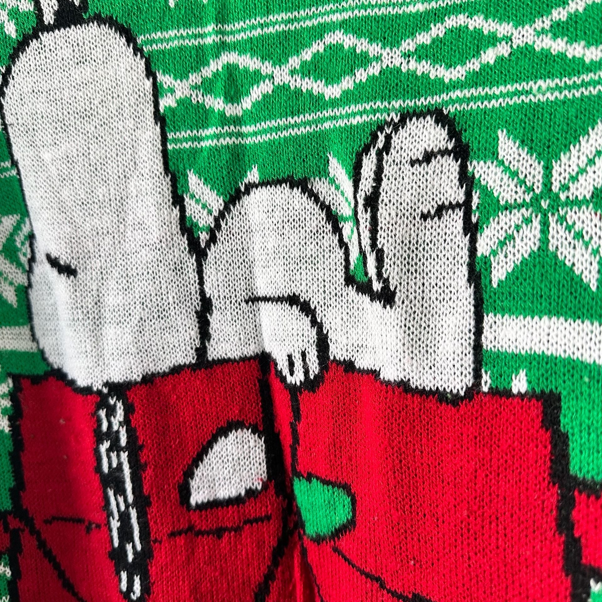 Peanuts Snoopy Christmas Sweater Size M 38-40 Green Ugly Holiday 4