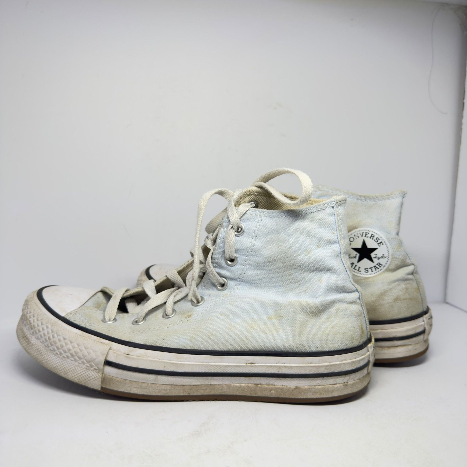 Converse Chuck Taylor All Star High Top Sneakers White Canvas Size 7.5 4