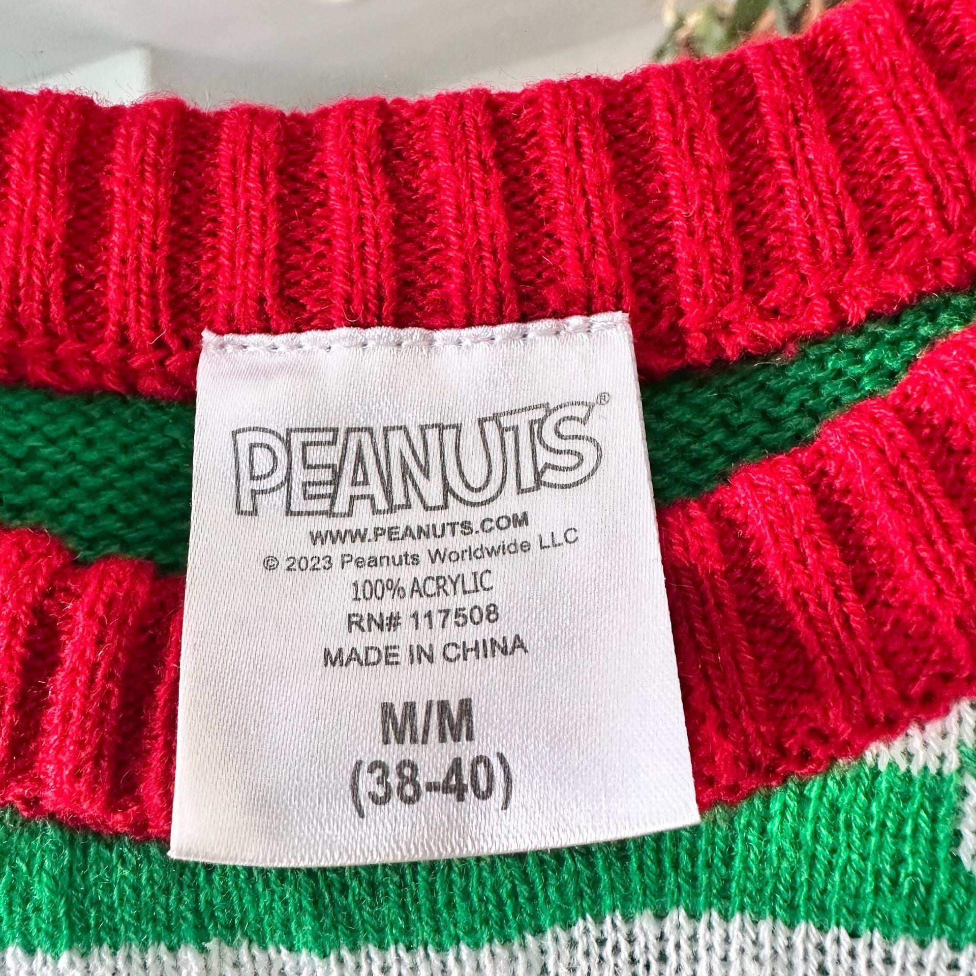 Peanuts Snoopy Christmas Sweater Size M 38-40 Green Ugly Holiday 3
