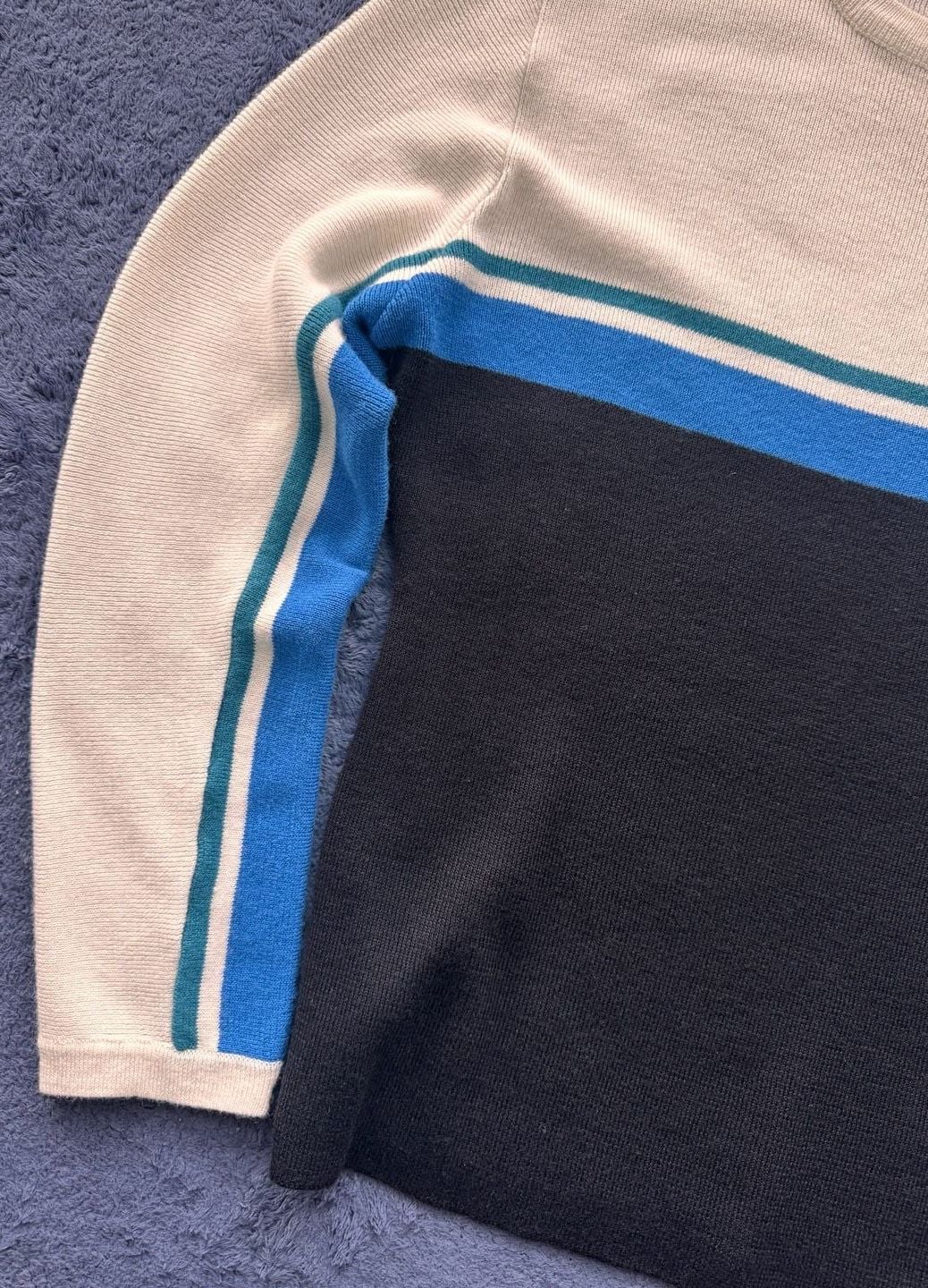 VTG Y2K Retro Fyrolia Colorblock Crew Neck Sweater Size M Blue White Pullover 4