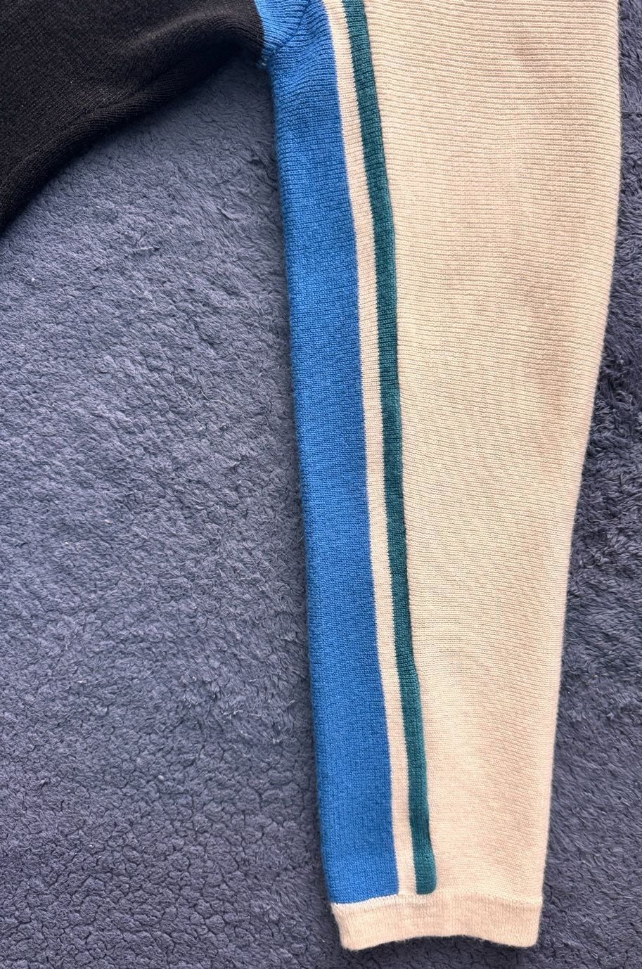 VTG Y2K Retro Fyrolia Colorblock Crew Neck Sweater Size M Blue White Pullover 9
