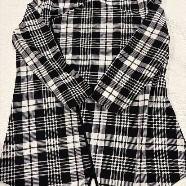 SHEIN Women’s 4XL Black White Plaid Open Front Cardigan Blazer Jacket