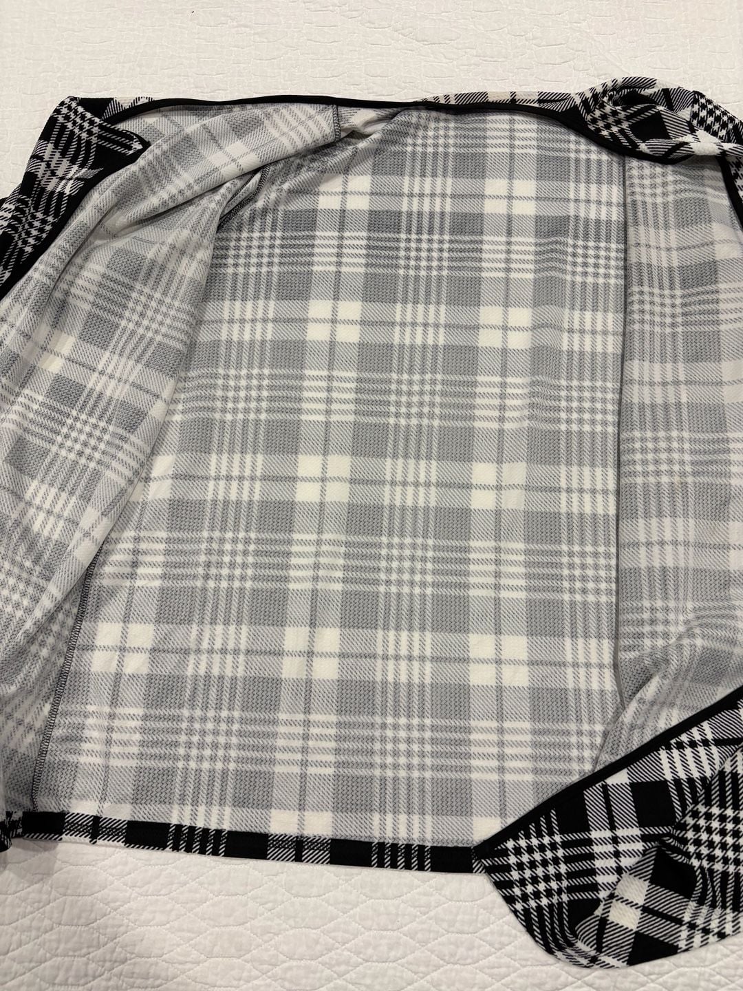 SHEIN Women’s 4XL Black White Plaid Open Front Cardigan Blazer Jacket 7