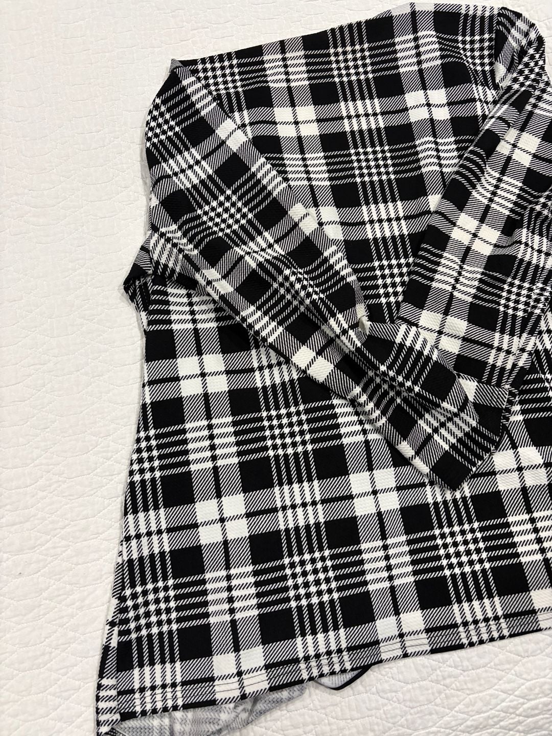 SHEIN Women’s 4XL Black White Plaid Open Front Cardigan Blazer Jacket 10