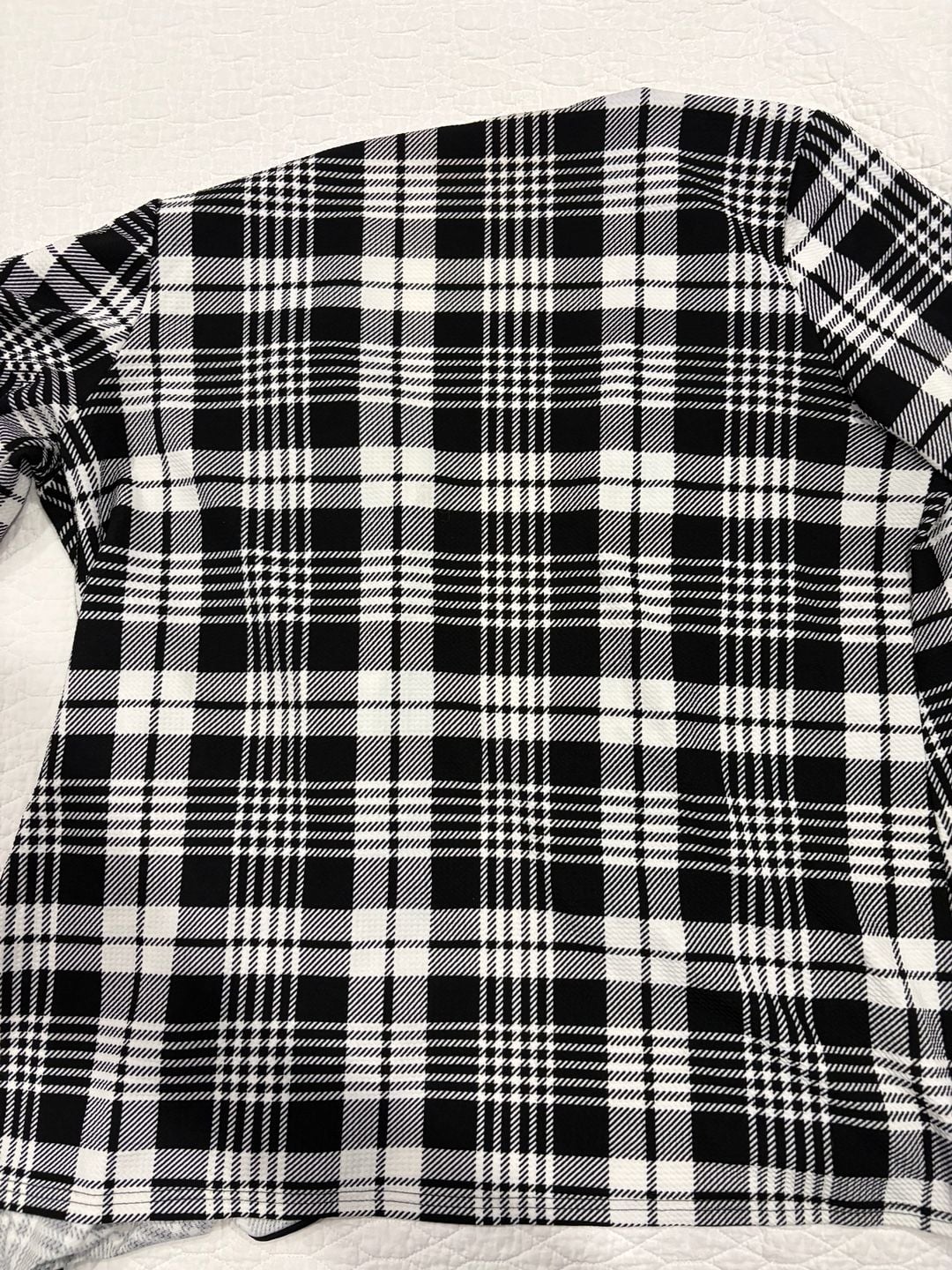 SHEIN Women’s 4XL Black White Plaid Open Front Cardigan Blazer Jacket 12