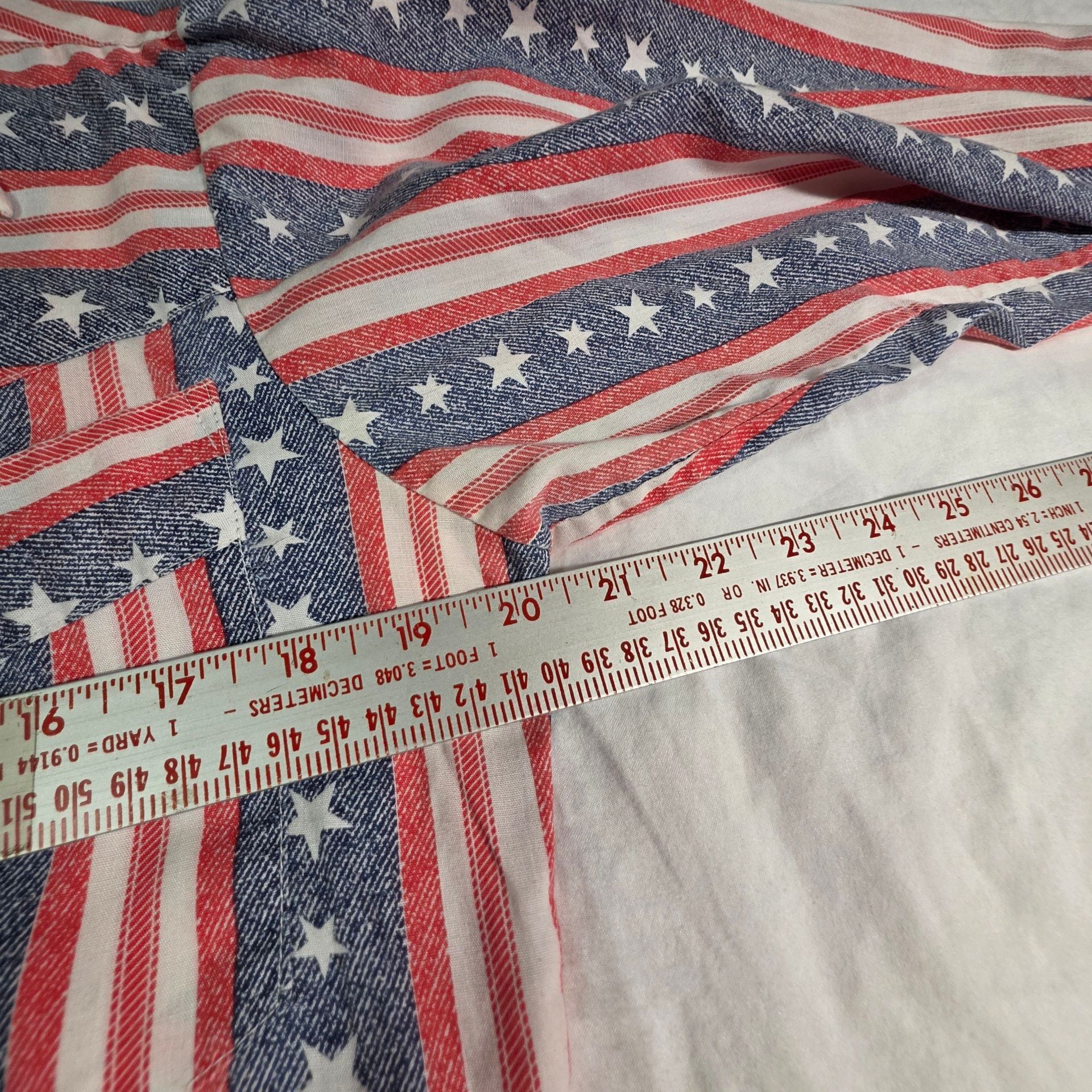 VTG 70s Collegiate American Flag Western Shirt Stars Stripes Small Pearl Buttons 9