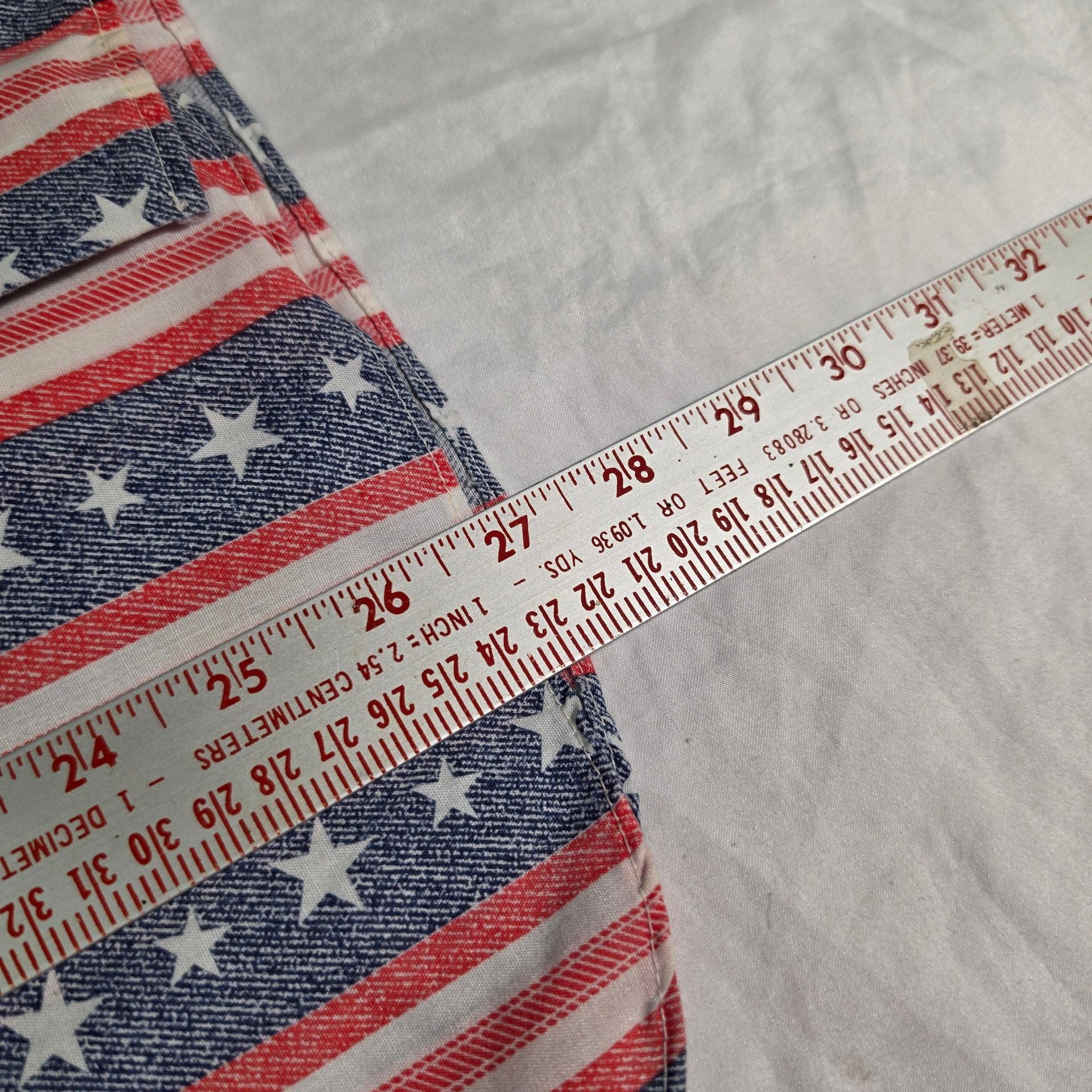 VTG 70s Collegiate American Flag Western Shirt Stars Stripes Small Pearl Buttons 10