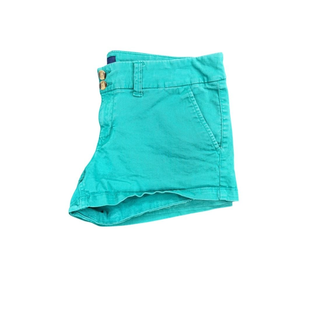 American Eagle Shortie Shorts Size 10 Teal Green Stretch Cotton 3