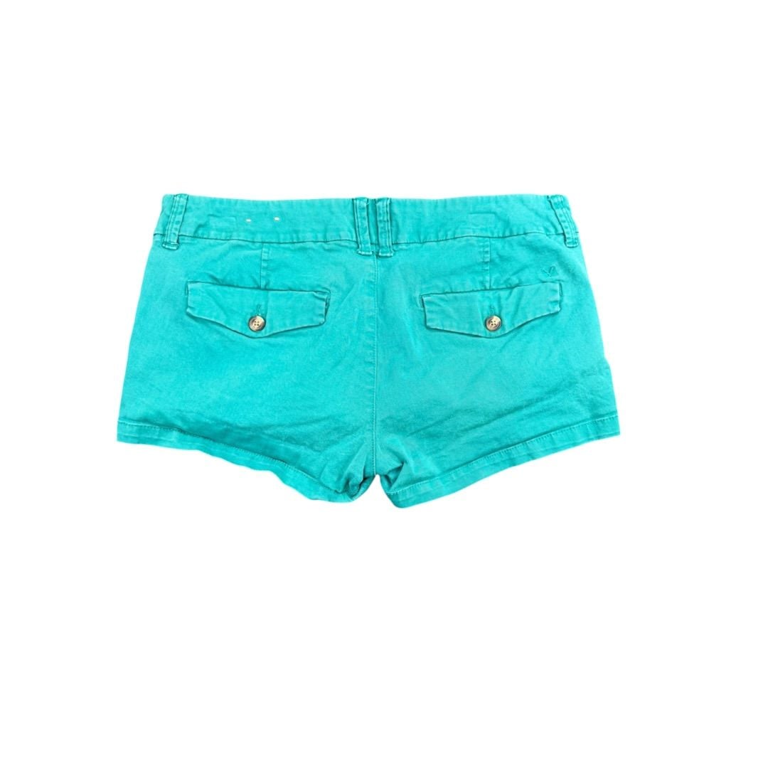 American Eagle Shortie Shorts Size 10 Teal Green Stretch Cotton 4