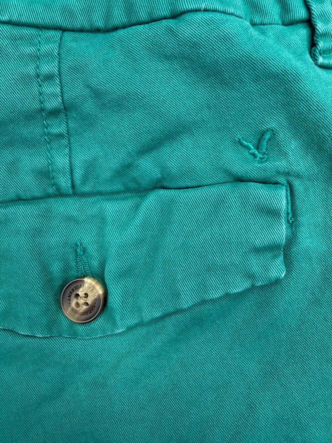 American Eagle Shortie Shorts Size 10 Teal Green Stretch Cotton 5