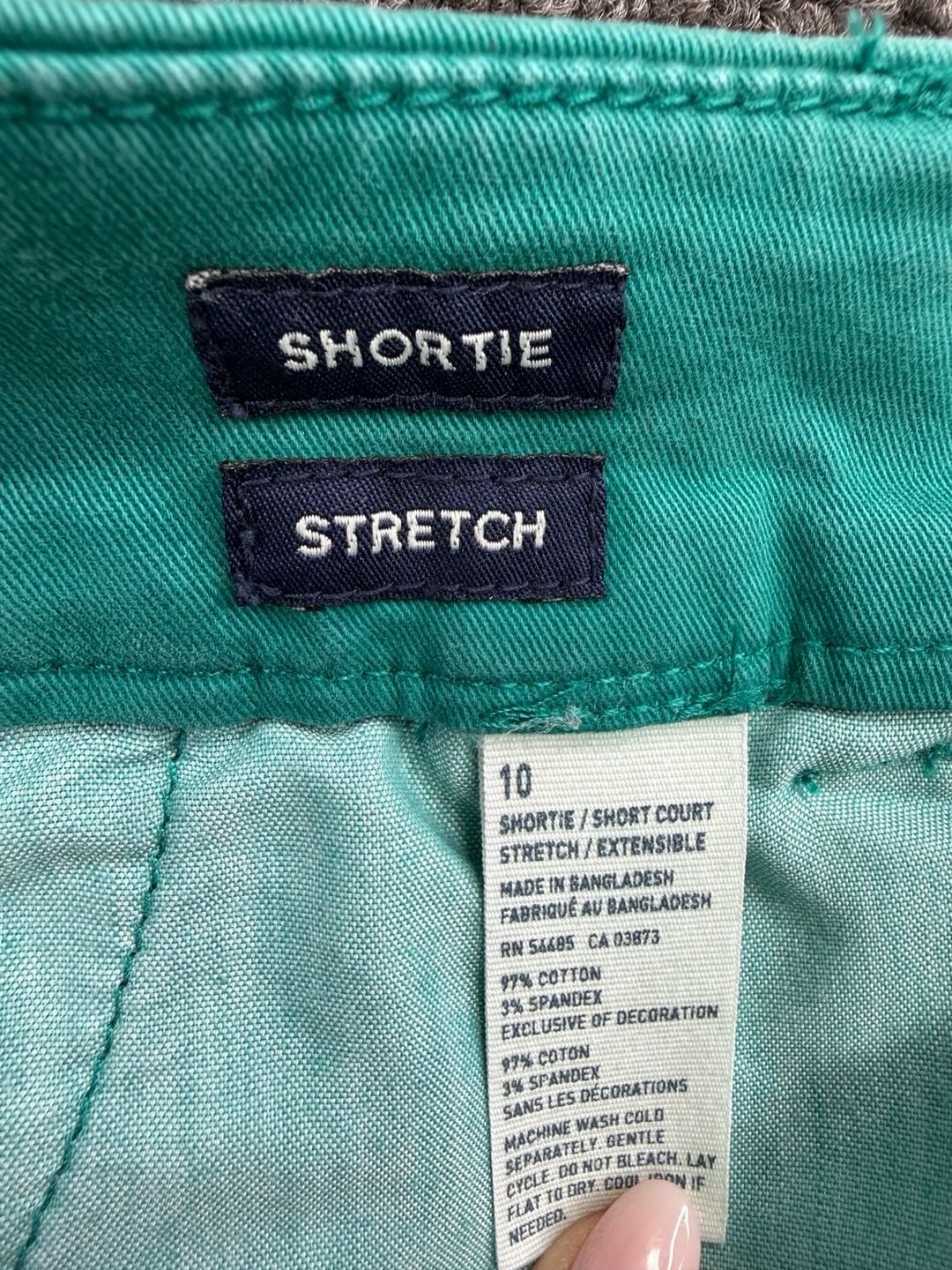 American Eagle Shortie Shorts Size 10 Teal Green Stretch Cotton 7