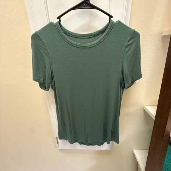 CRZ YOGA Ribbed Modal Crew Neck Short Sleeve Top Green