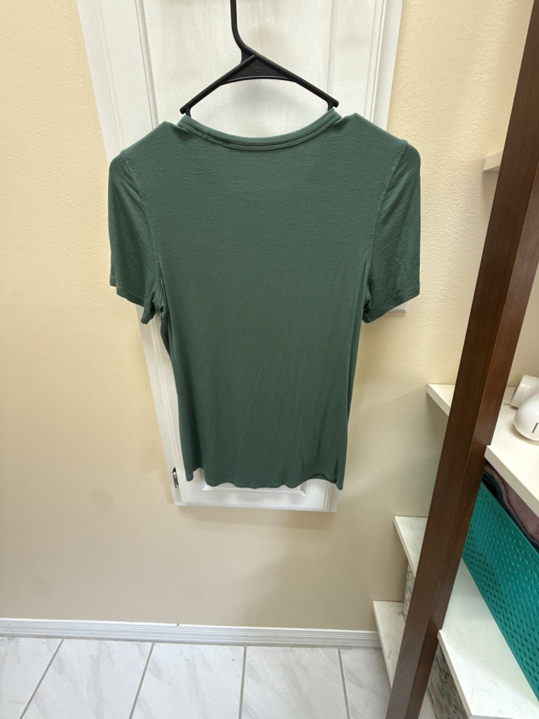 CRZ YOGA Ribbed Modal Crew Neck Short Sleeve Top Green 3