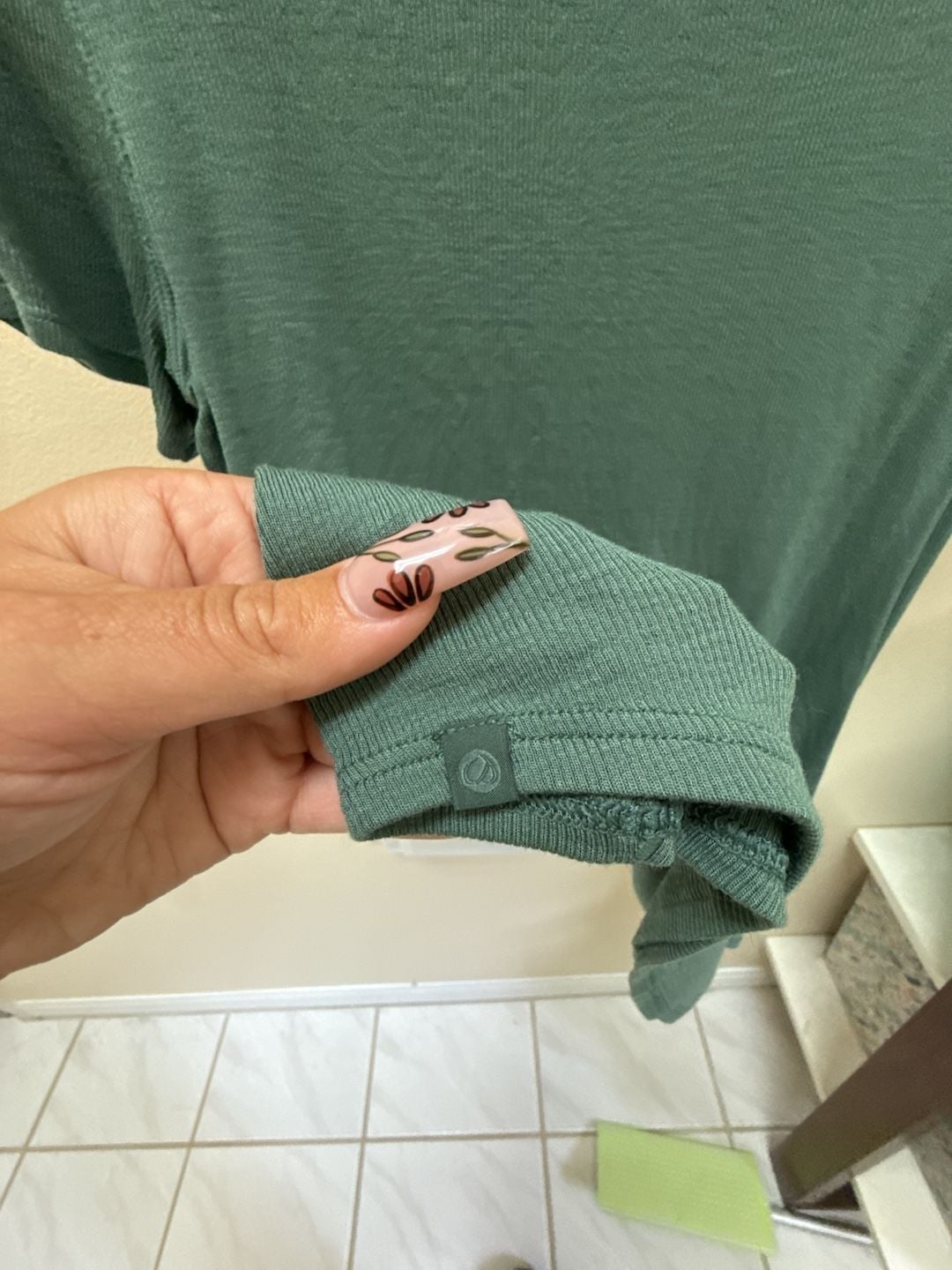 CRZ YOGA Ribbed Modal Crew Neck Short Sleeve Top Green 4