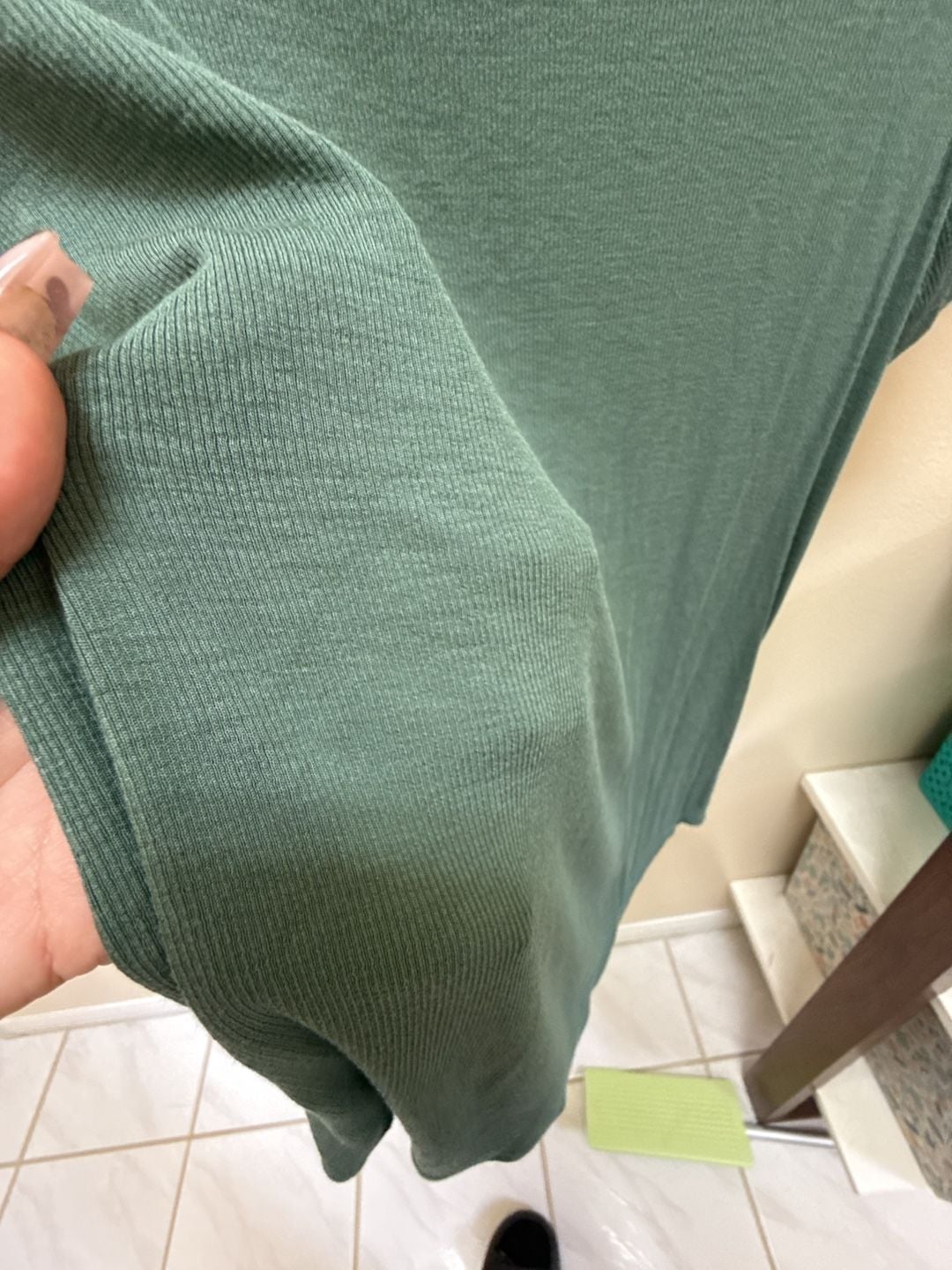 CRZ YOGA Ribbed Modal Crew Neck Short Sleeve Top Green 5
