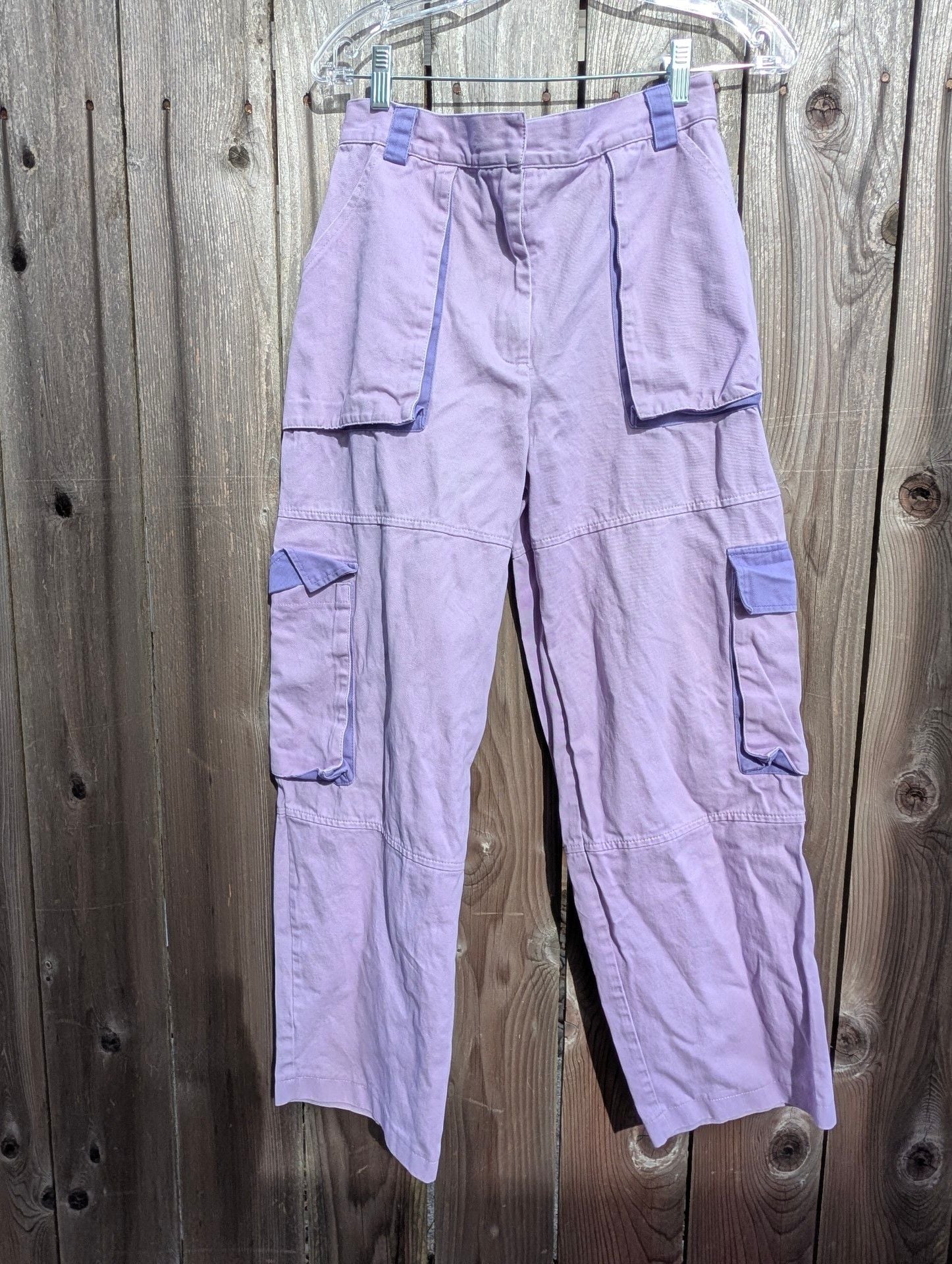 The Ragged Priest Purple Cargo Pants Size S Wide Leg 10