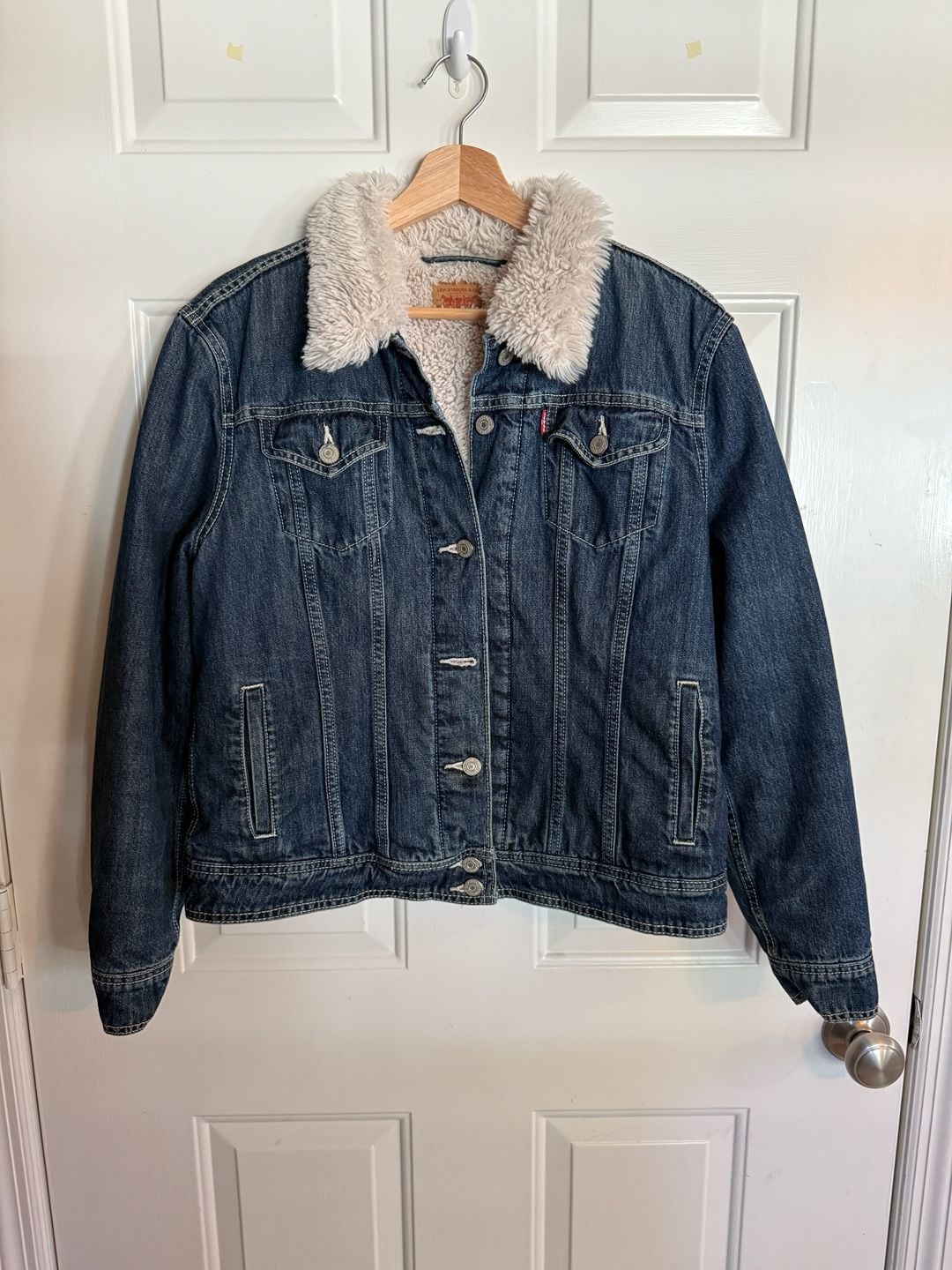 Levi's Original Sherpa Trucker Jacket Size XL Blue Denim Winter Coat 2