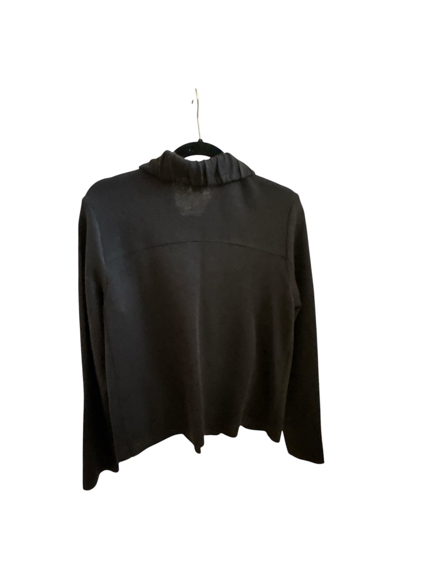 Coldwater Creek Black Ruffle Collar Double Breasted Sweater Jacket Size M 3
