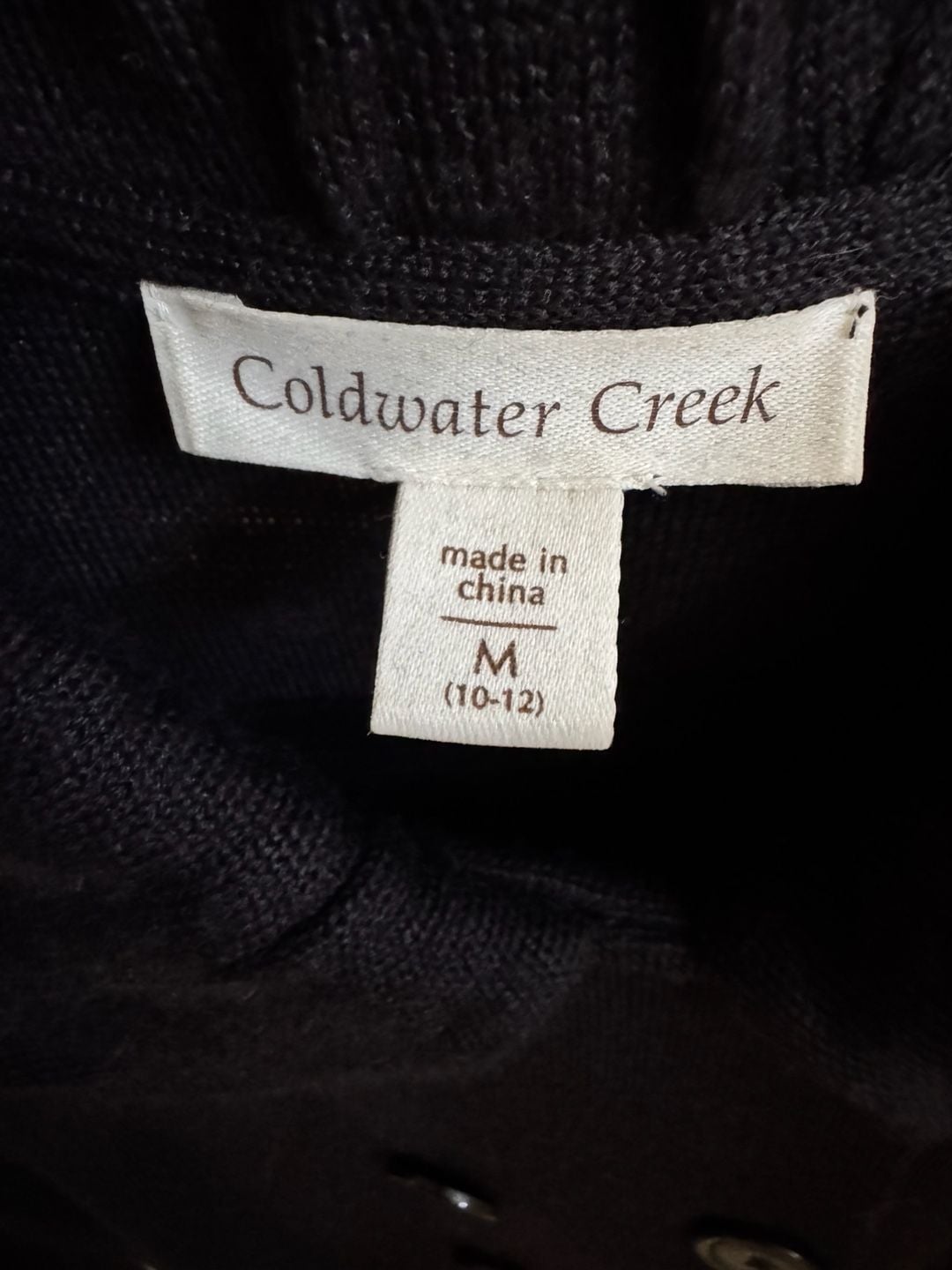 Coldwater Creek Black Ruffle Collar Double Breasted Sweater Jacket Size M 4