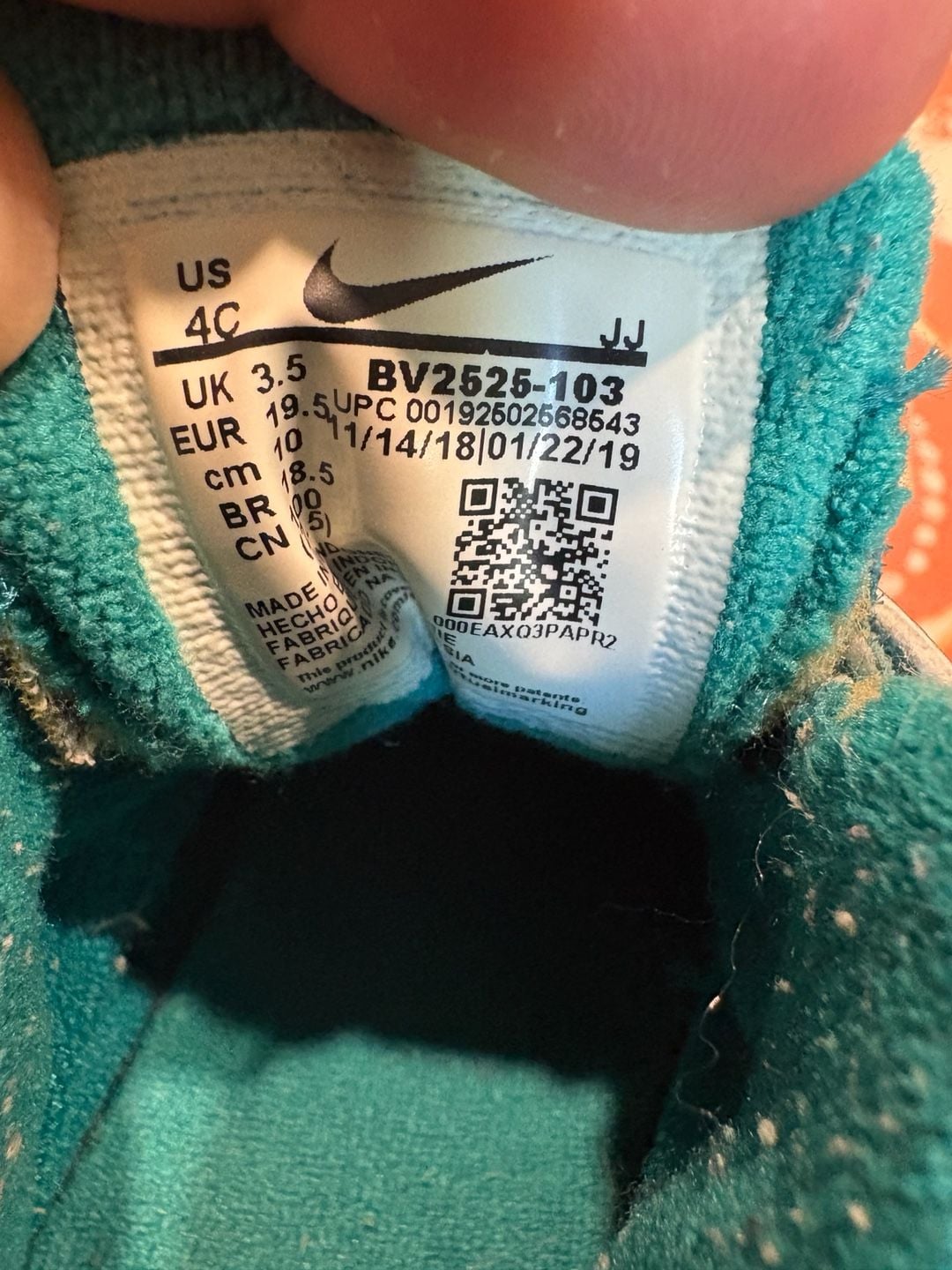 Nike Air Speed Turf Toddler Shoes Size 4C White Teal Black 8
