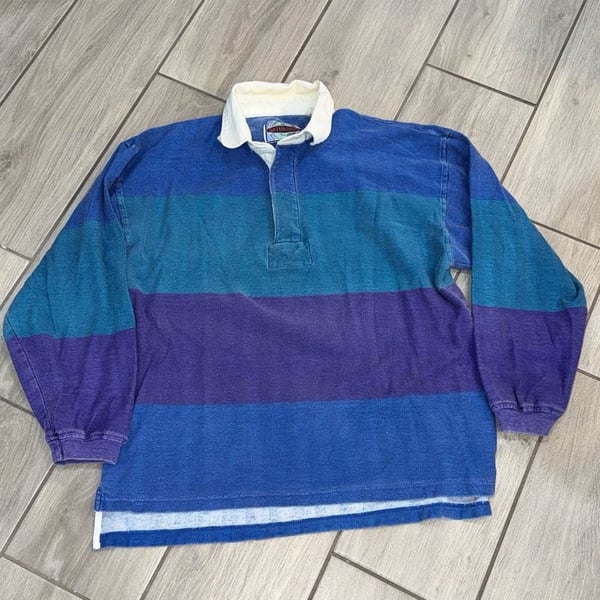 Saturdays Vintage Colorblock Rugby Long Sleeve Shirt Size L Item 0493