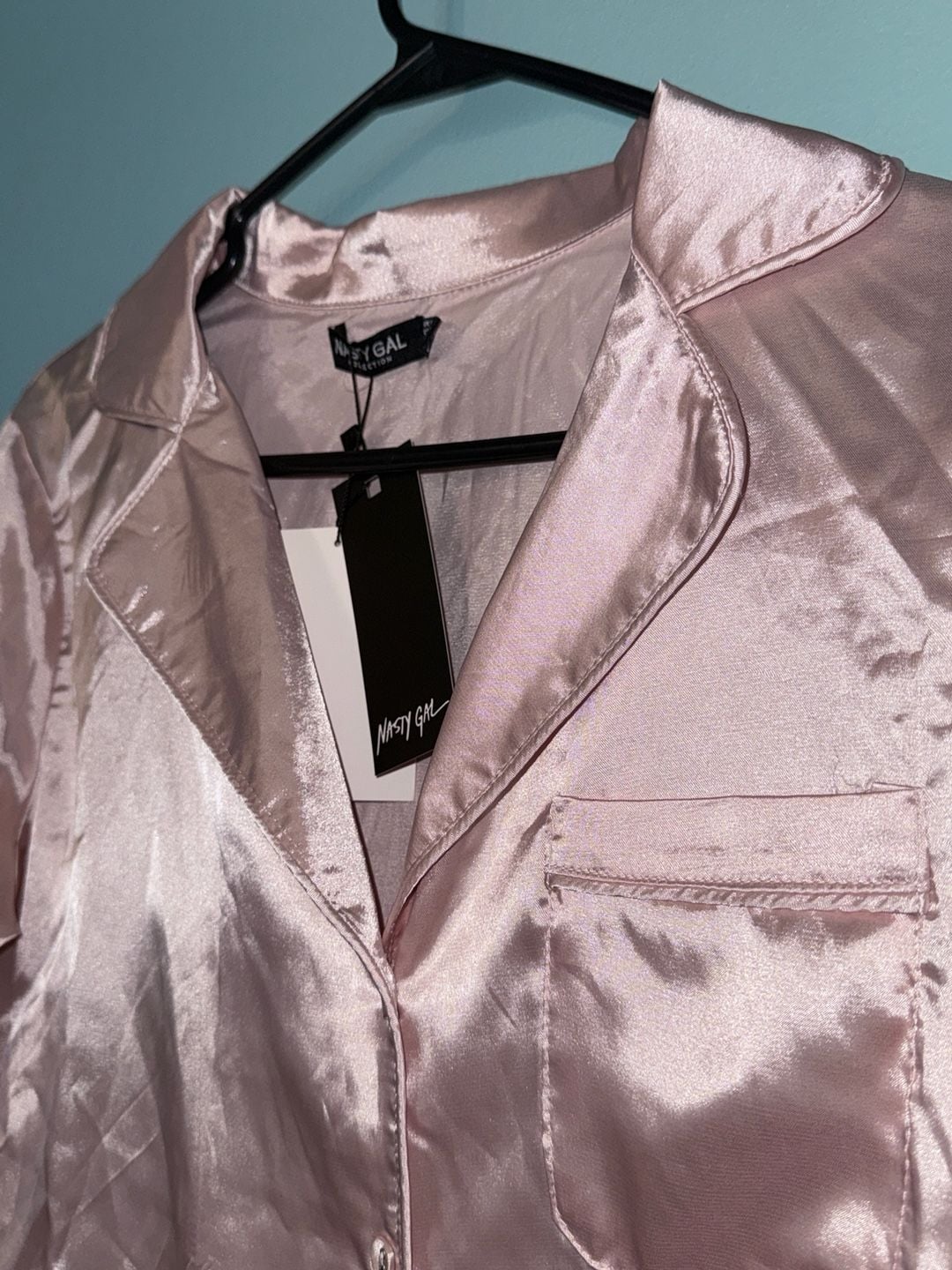 Nasty Gal Satin Feather Pajama Set Pink 7