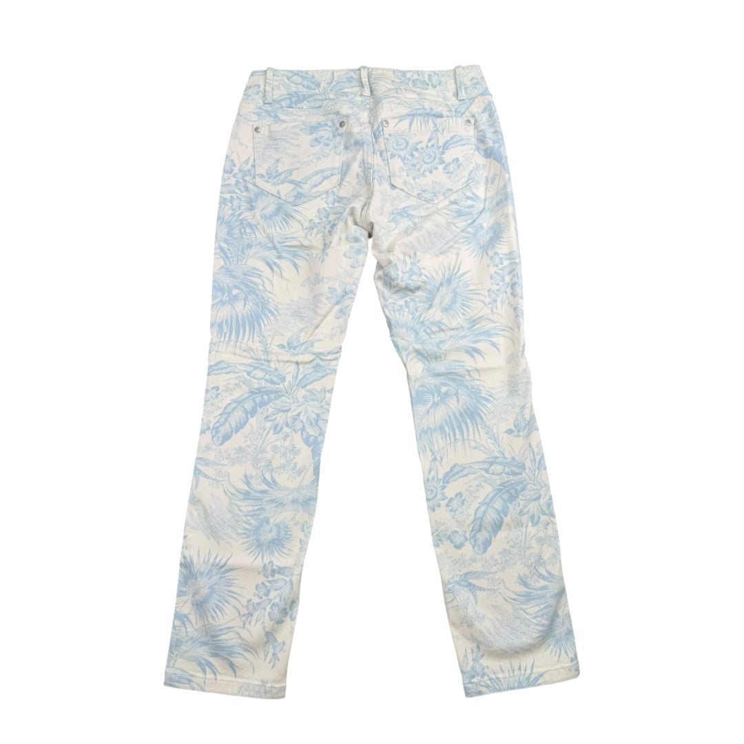 J.Jill Authentic Fit Slim Ankle Jeans Size 2 Blue Tropical Floral Print 3