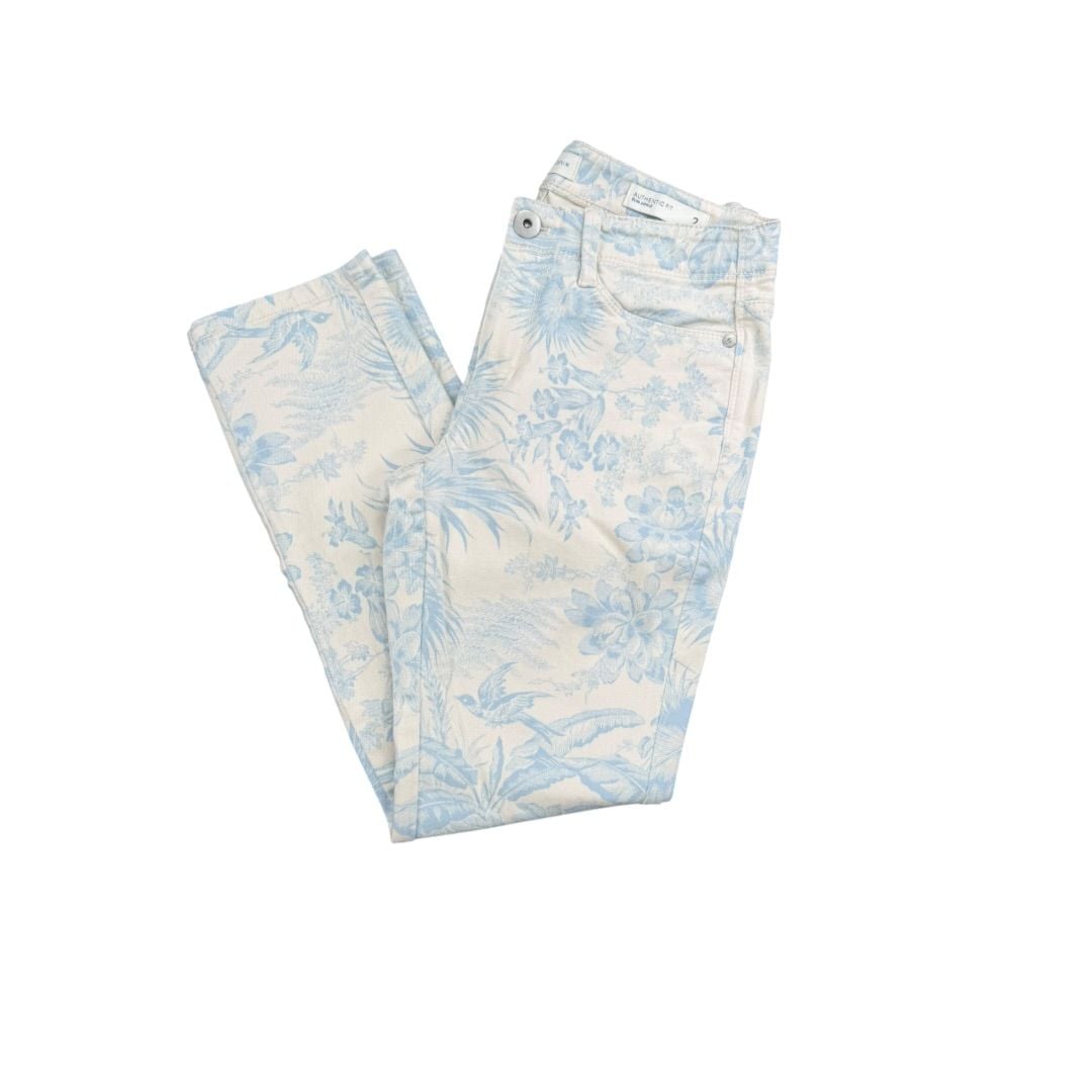 J.Jill Authentic Fit Slim Ankle Jeans Size 2 Blue Tropical Floral Print 4
