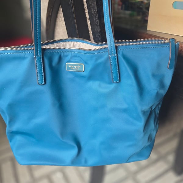 Kate Spade New York Nylon Tote Bag Teal Aqua Bloom