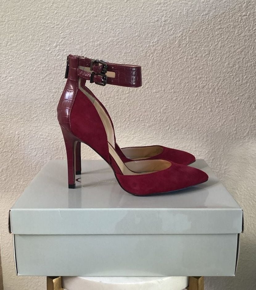Jessica Simpson Pumps Size 8M Red Suede Ankle Strap Heels 7