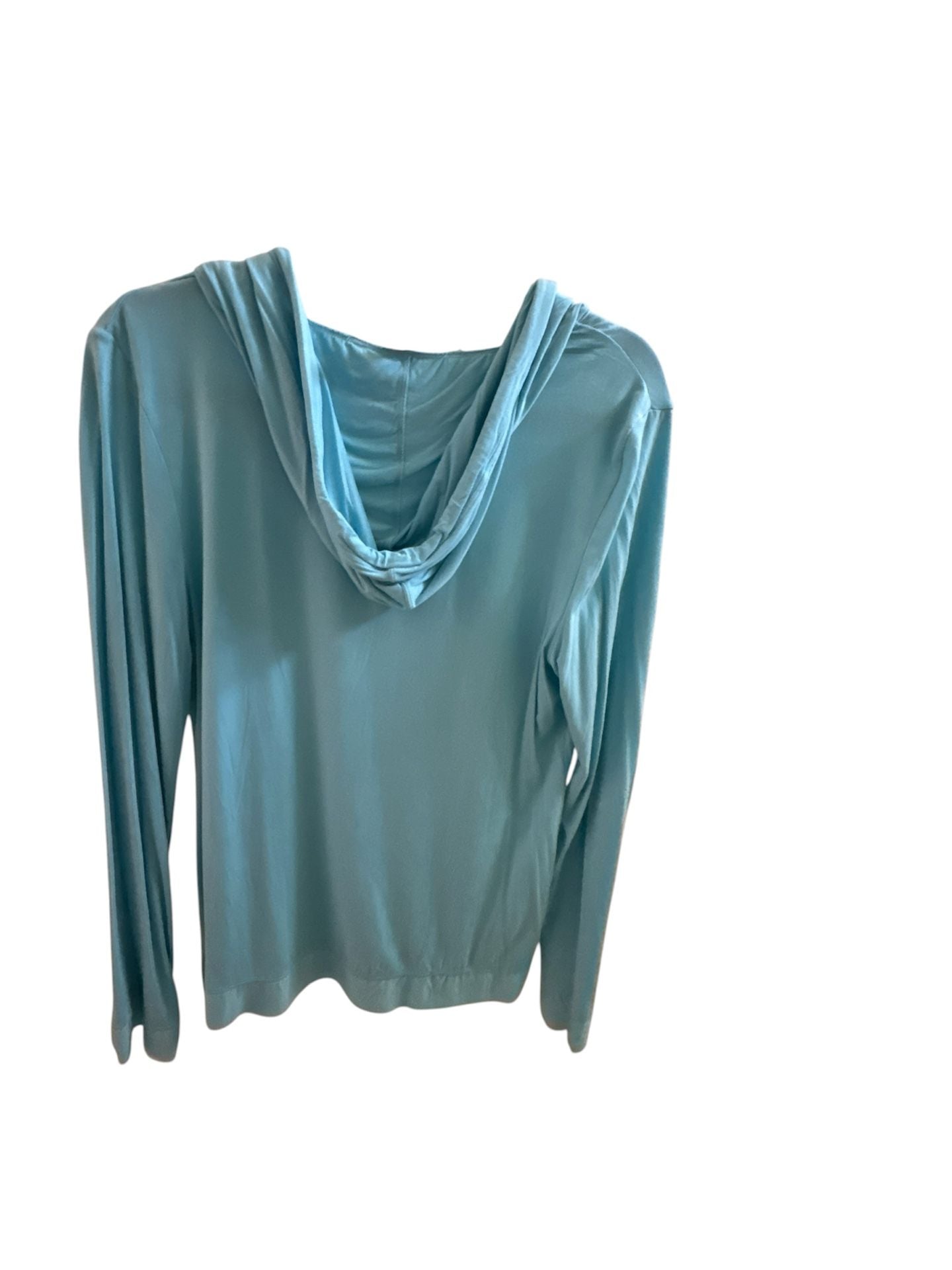 Body by Victoria Blue Hooded Long Sleeve V-Neck Top Size L 5
