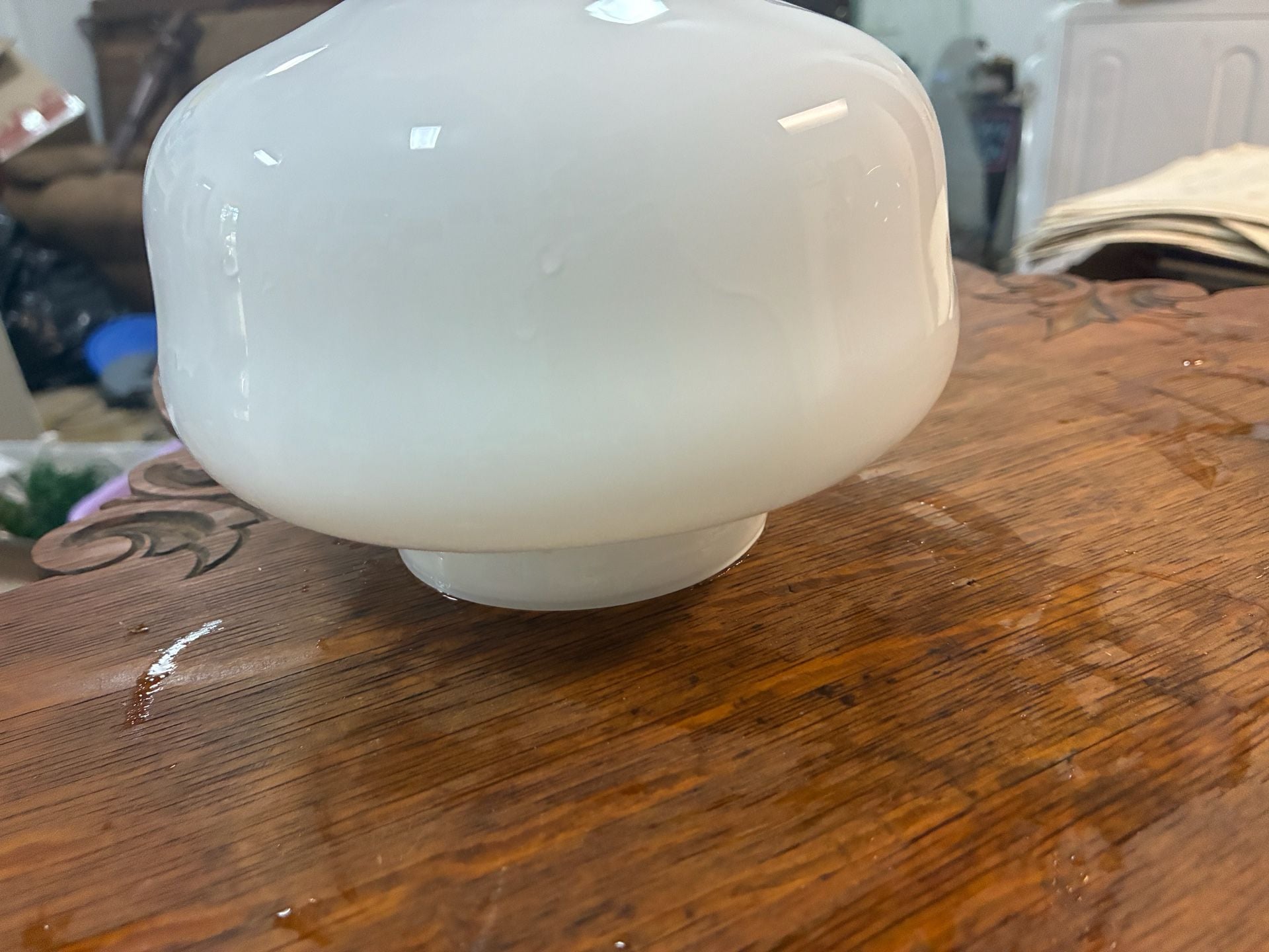 Vintage Porcelain Ceiling Light with Milk Glass , 1950s For Sale at , 4