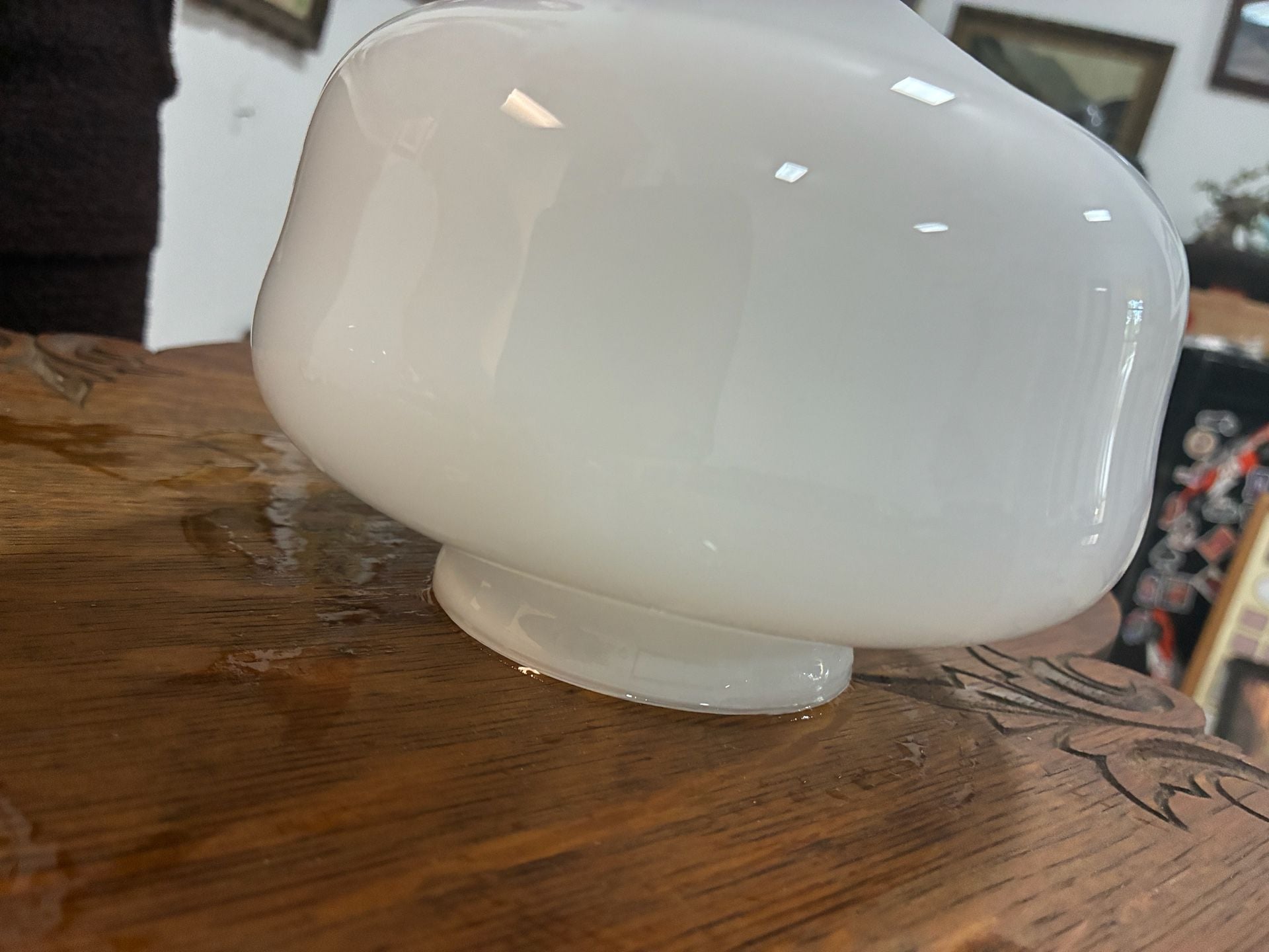 Vintage Porcelain Ceiling Light with Milk Glass , 1950s For Sale at , 6