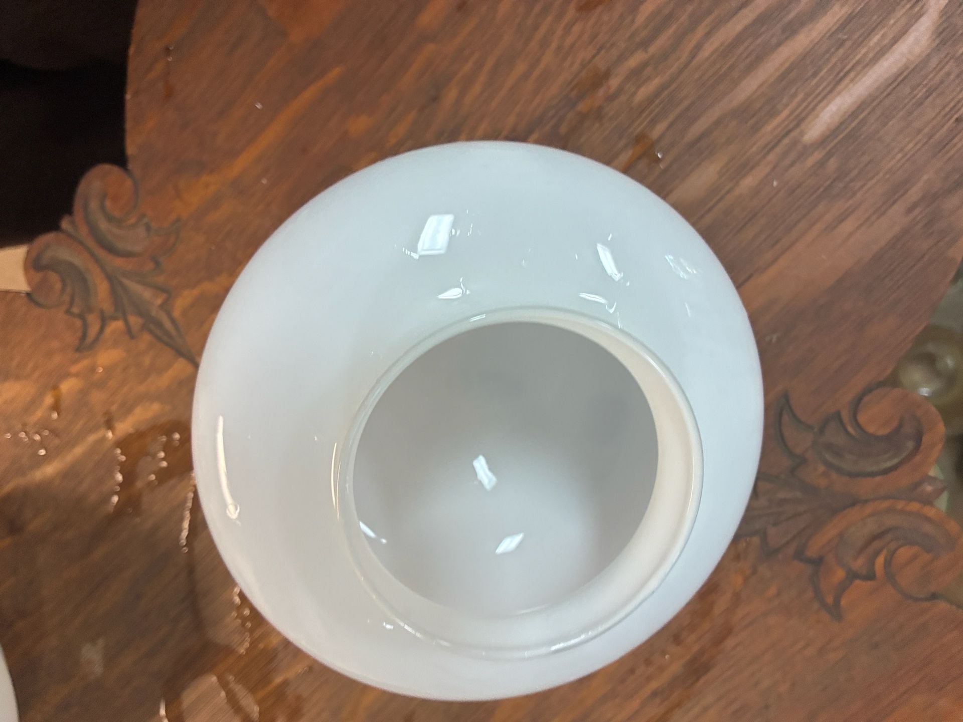 Vintage Porcelain Ceiling Light with Milk Glass , 1950s For Sale at , 7