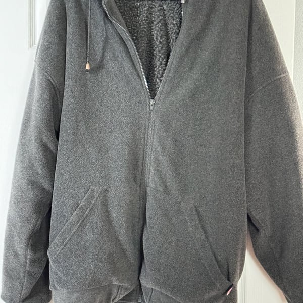 Arctic Knit Sherpa Lined Zip Up Hoodie XX-Large Gray Fleece Jacket
