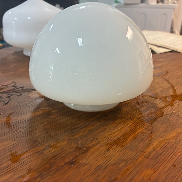 Vintage White Milk Glass Schoolhouse Mushroom Ceiling Light Shade