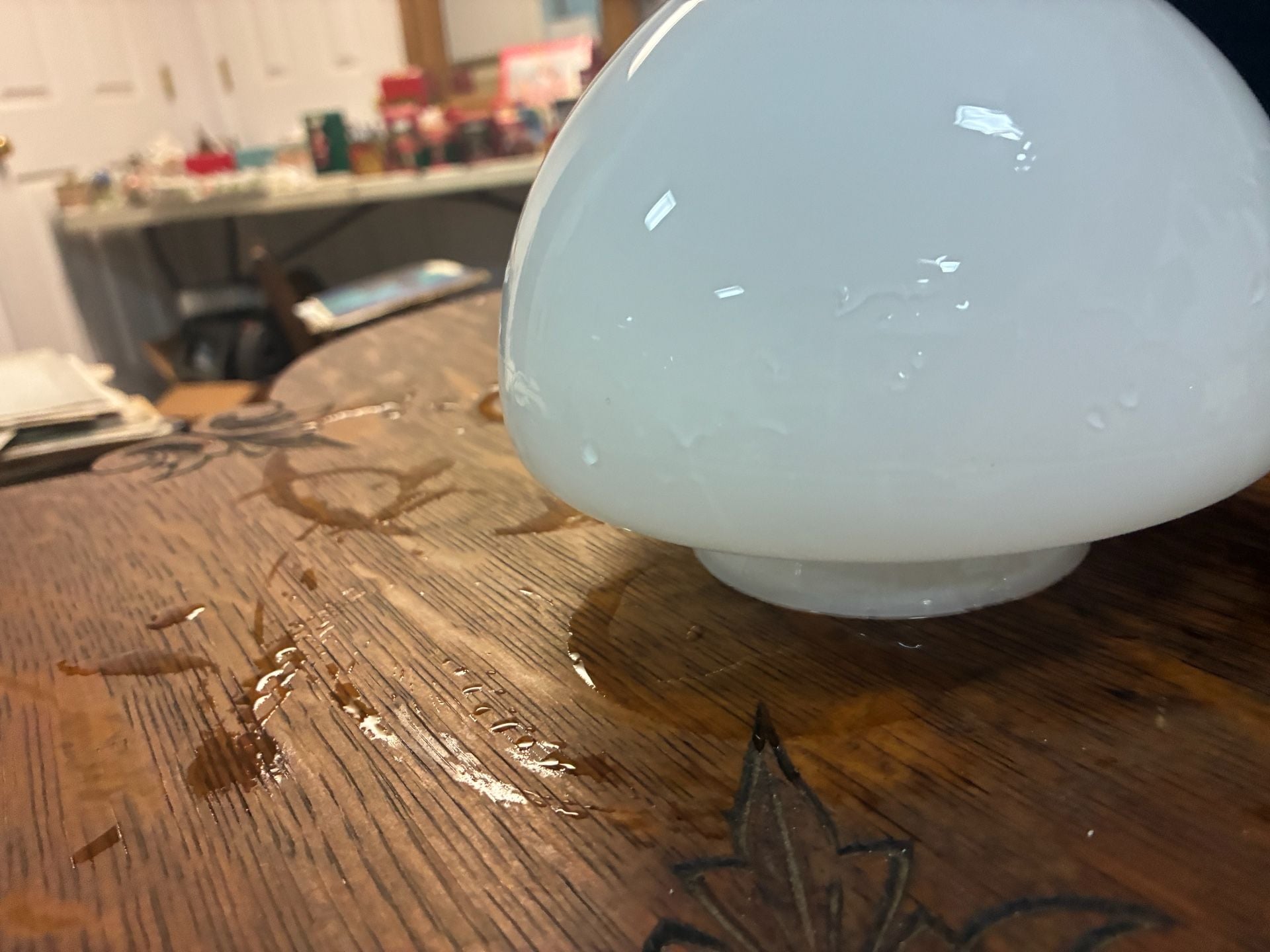 Vintage White Milk Glass Schoolhouse Mushroom Ceiling Light Shade 4