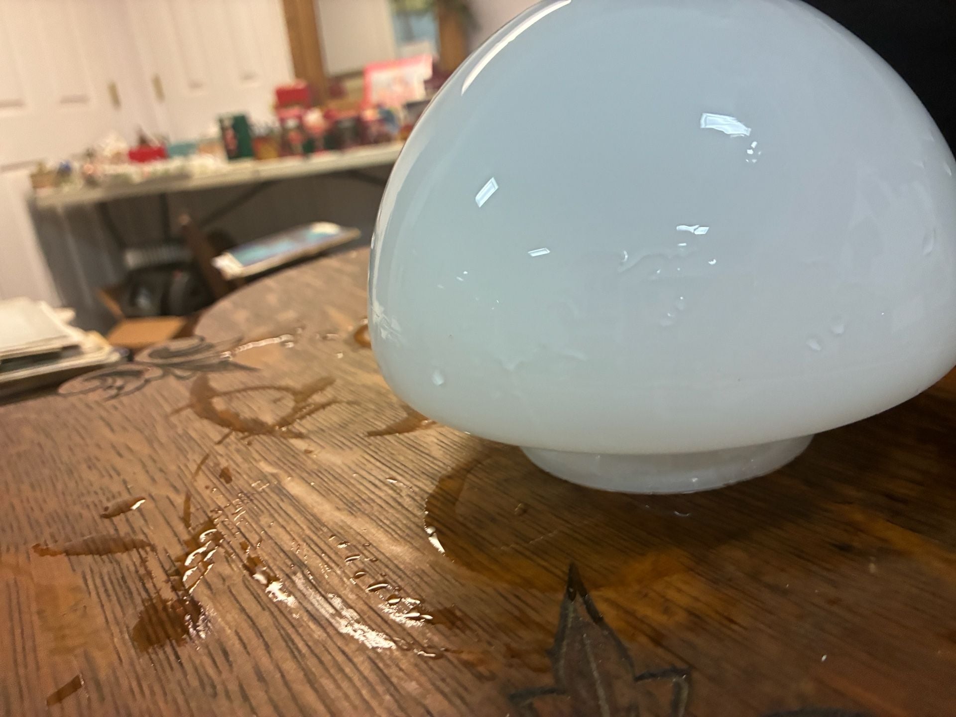 Vintage White Milk Glass Schoolhouse Mushroom Ceiling Light Shade 5
