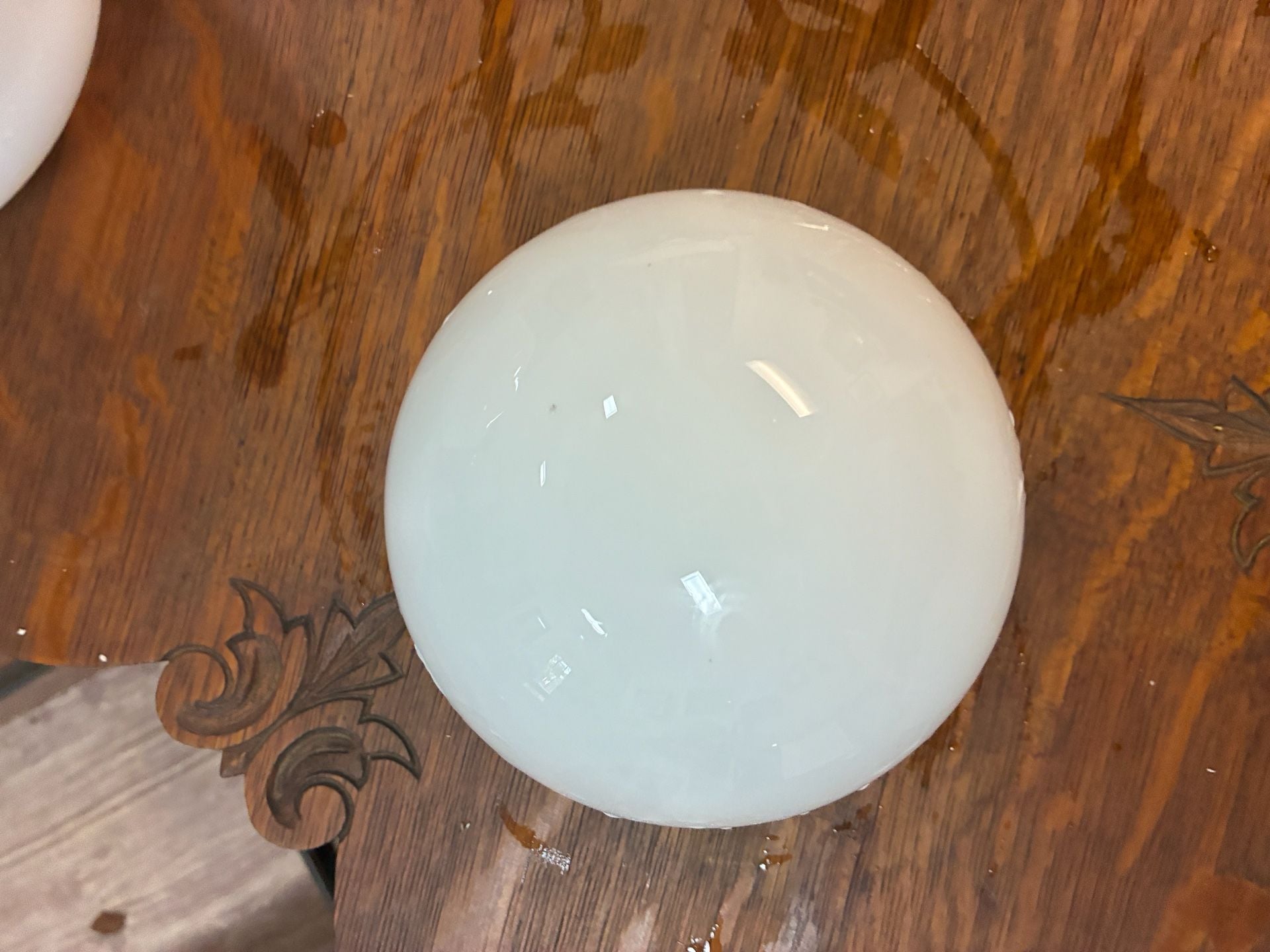 Vintage White Milk Glass Schoolhouse Mushroom Ceiling Light Shade 6