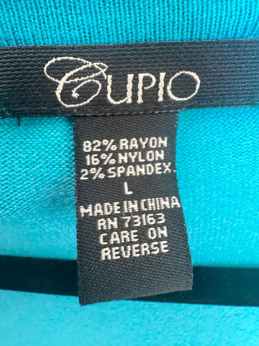 Cupio Open Front Cardigan Size L Teal Blue Rayon Knit Sweater 4