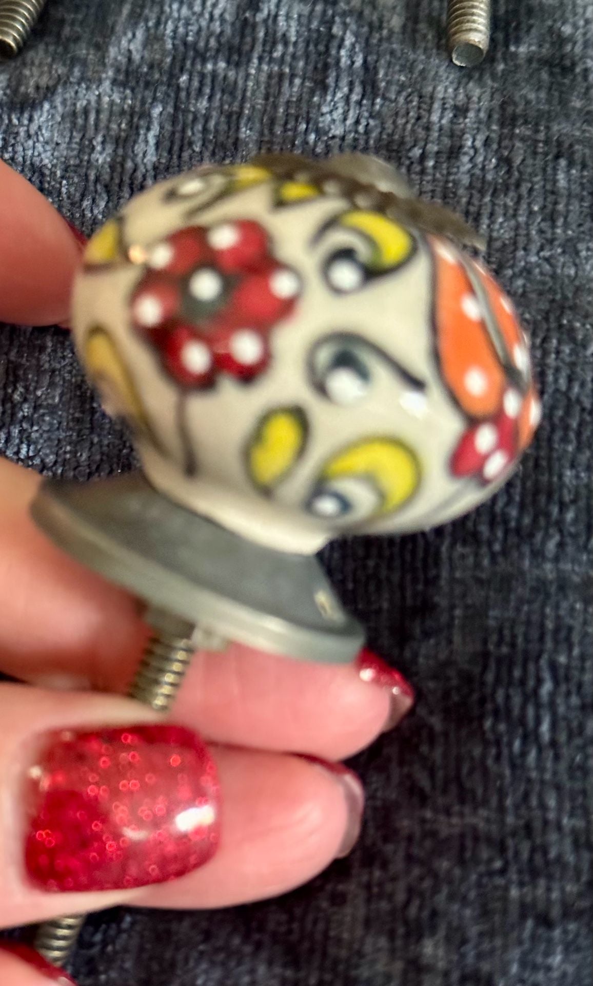 Trinca-Ferro Ceramic Cabinet Knobs Hand Painted Floral Drawer Pulls Set 3 5