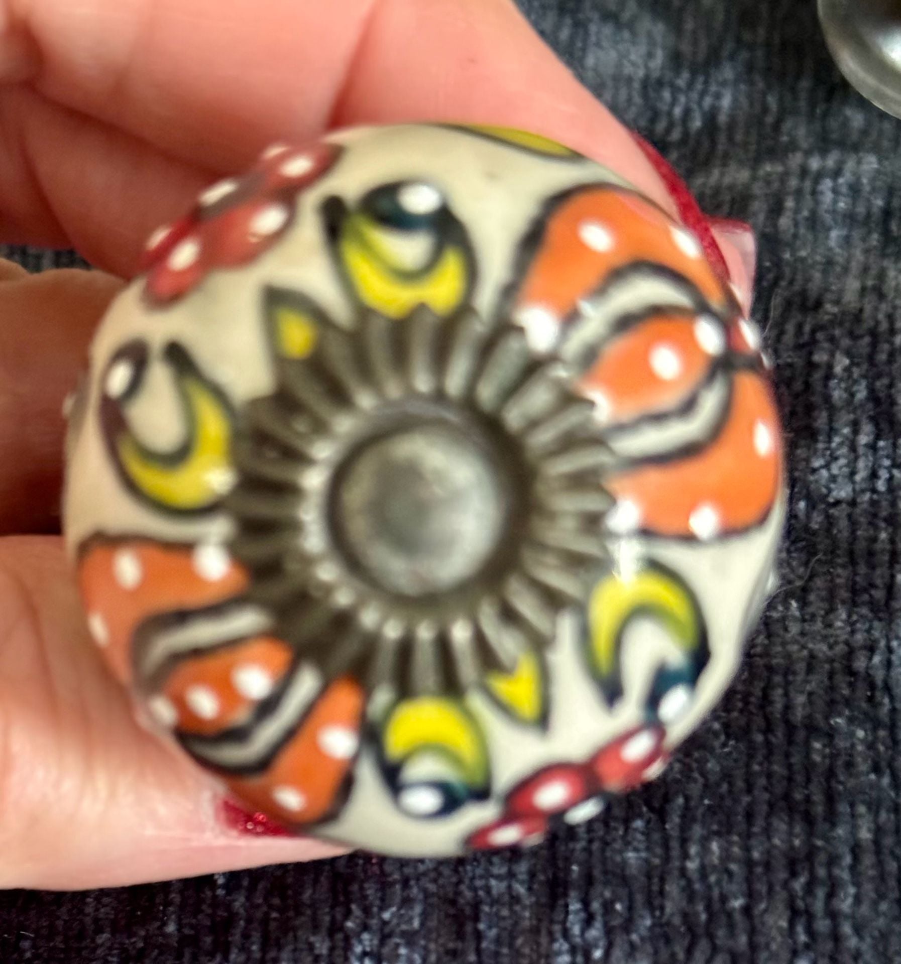 Trinca-Ferro Ceramic Cabinet Knobs Hand Painted Floral Drawer Pulls Set 3 7