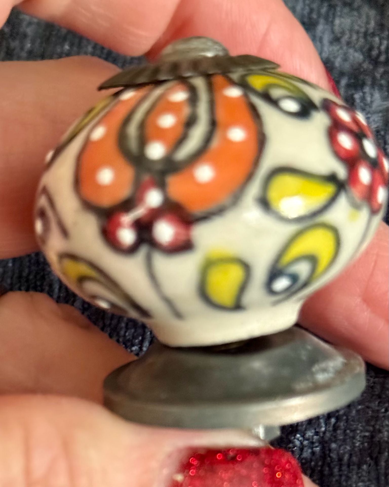 Trinca-Ferro Ceramic Cabinet Knobs Hand Painted Floral Drawer Pulls Set 3 8