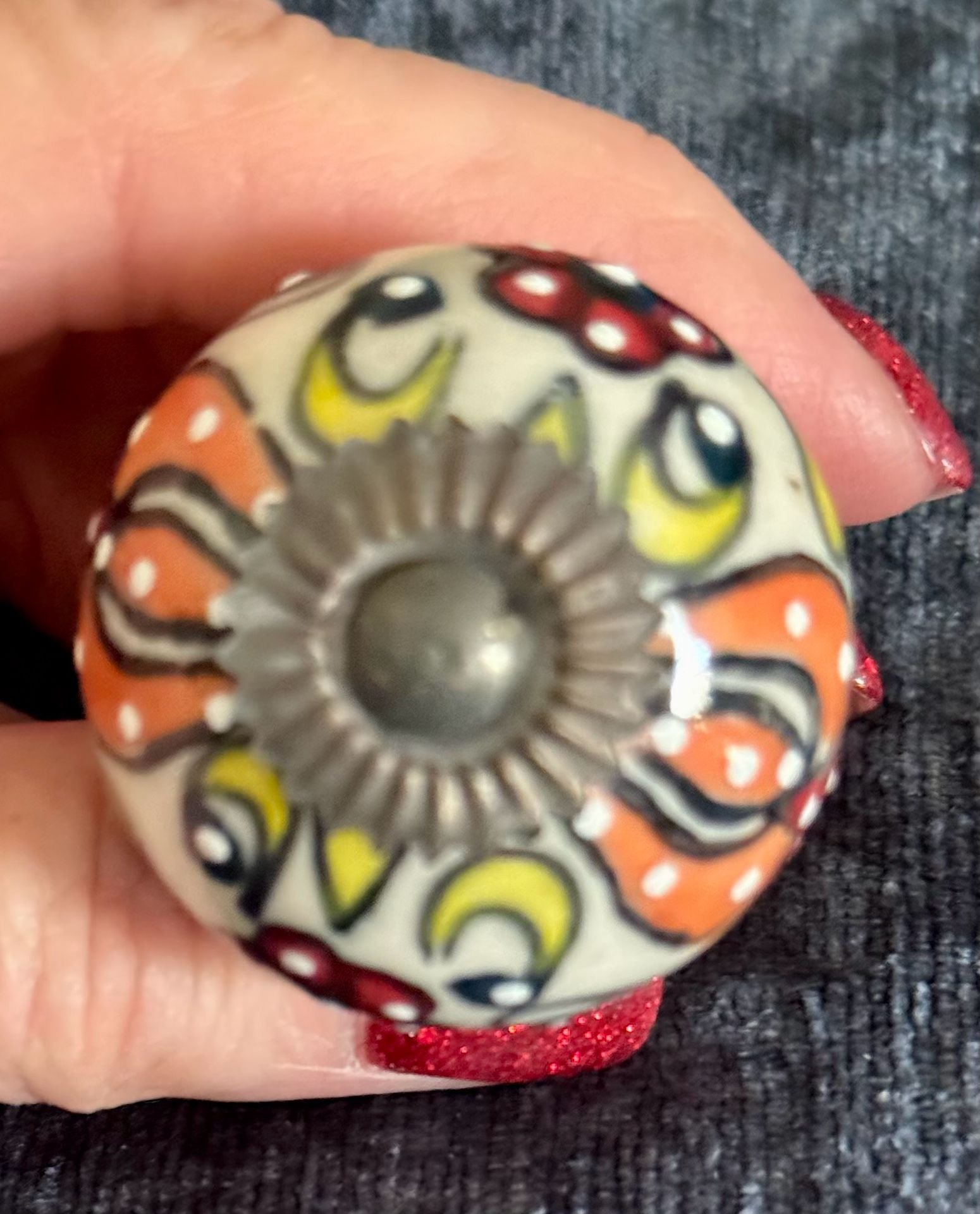 Trinca-Ferro Ceramic Cabinet Knobs Hand Painted Floral Drawer Pulls Set 3 10