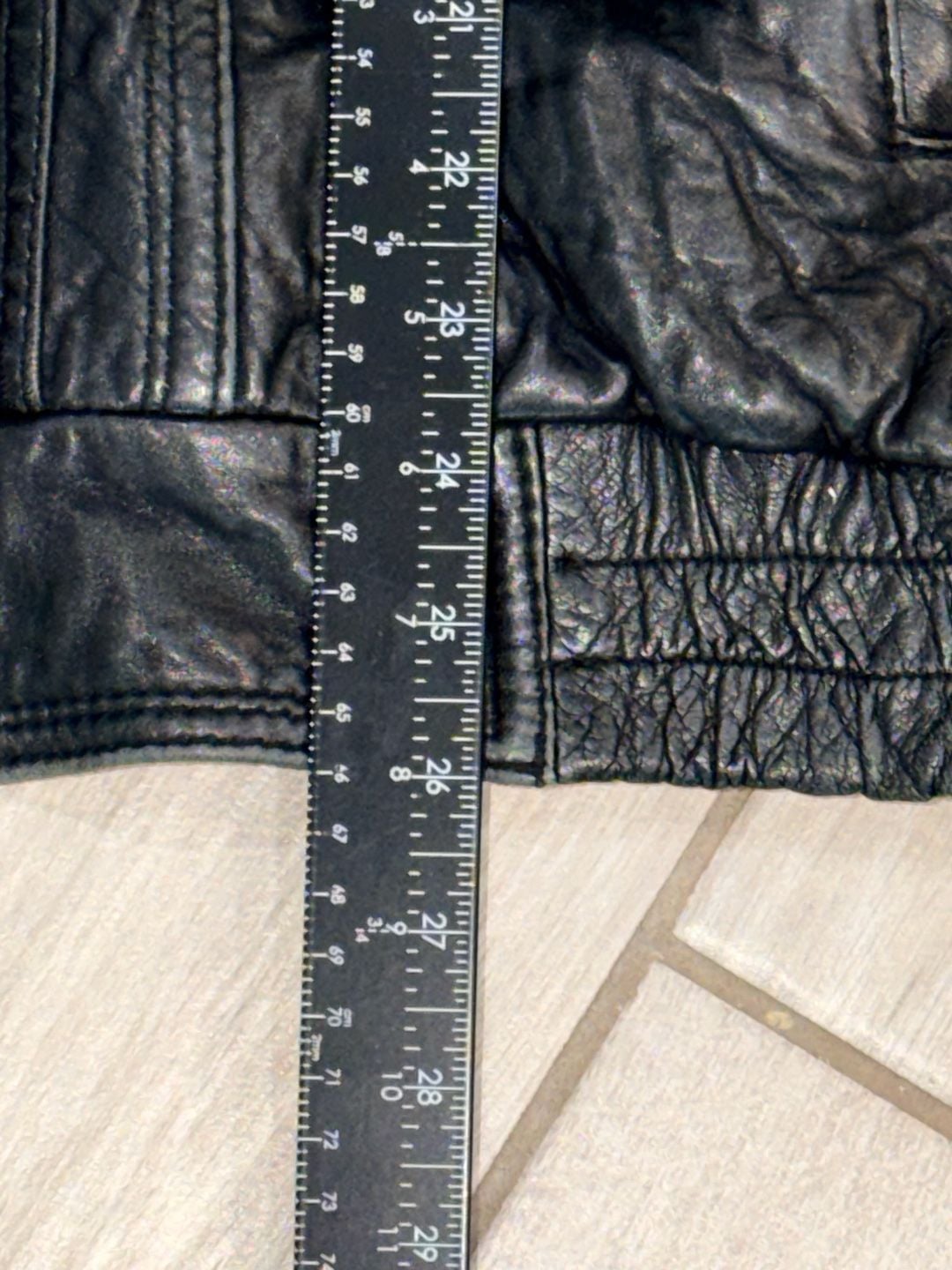 Pop's Leather Black Leather Bomber Jacket Size M 8