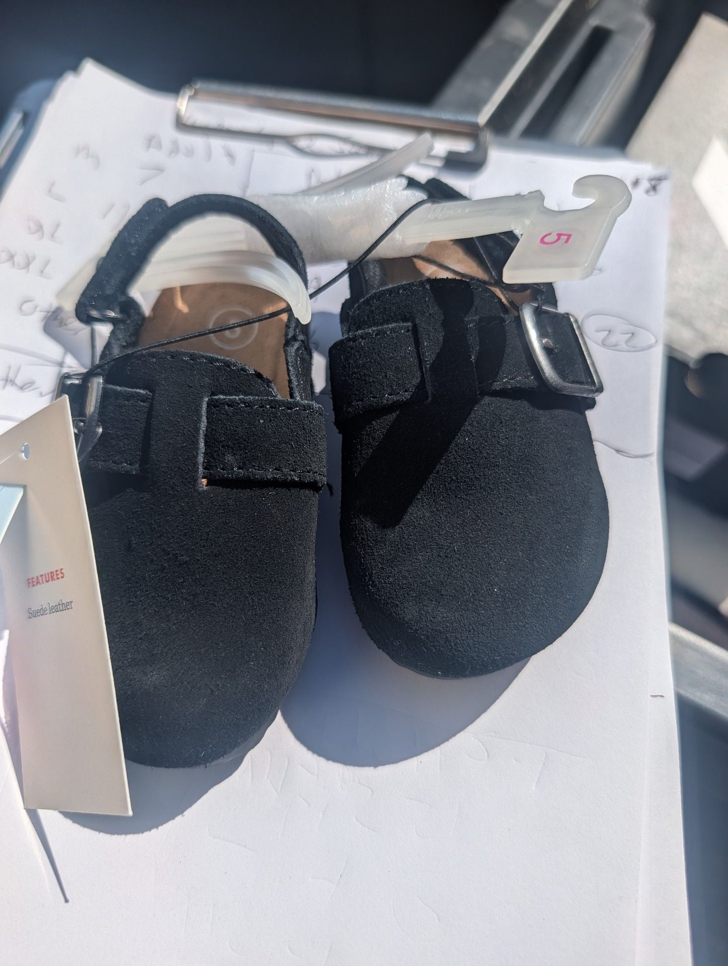 Cat & Jack Berlin Clogs Size 5 Black Suede Leather 1