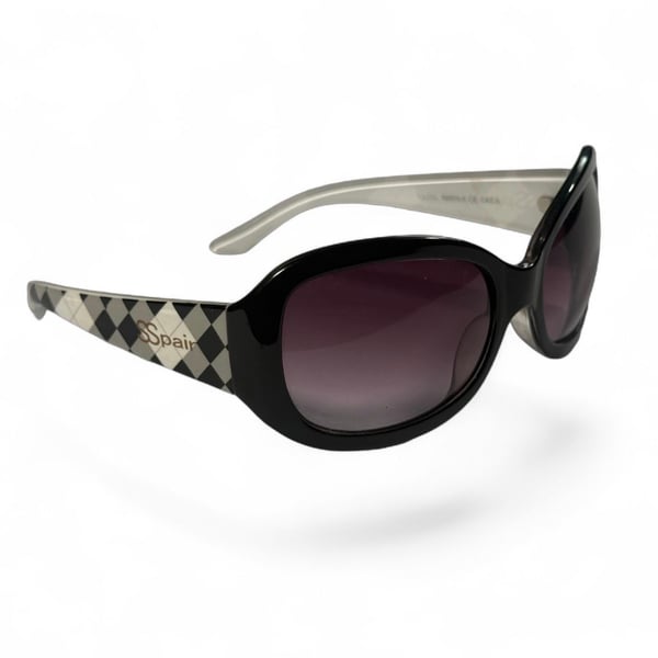 Y2K SSpair Vatel Sunglasses Black Checkered Oversized Purple Gradient Lenses 